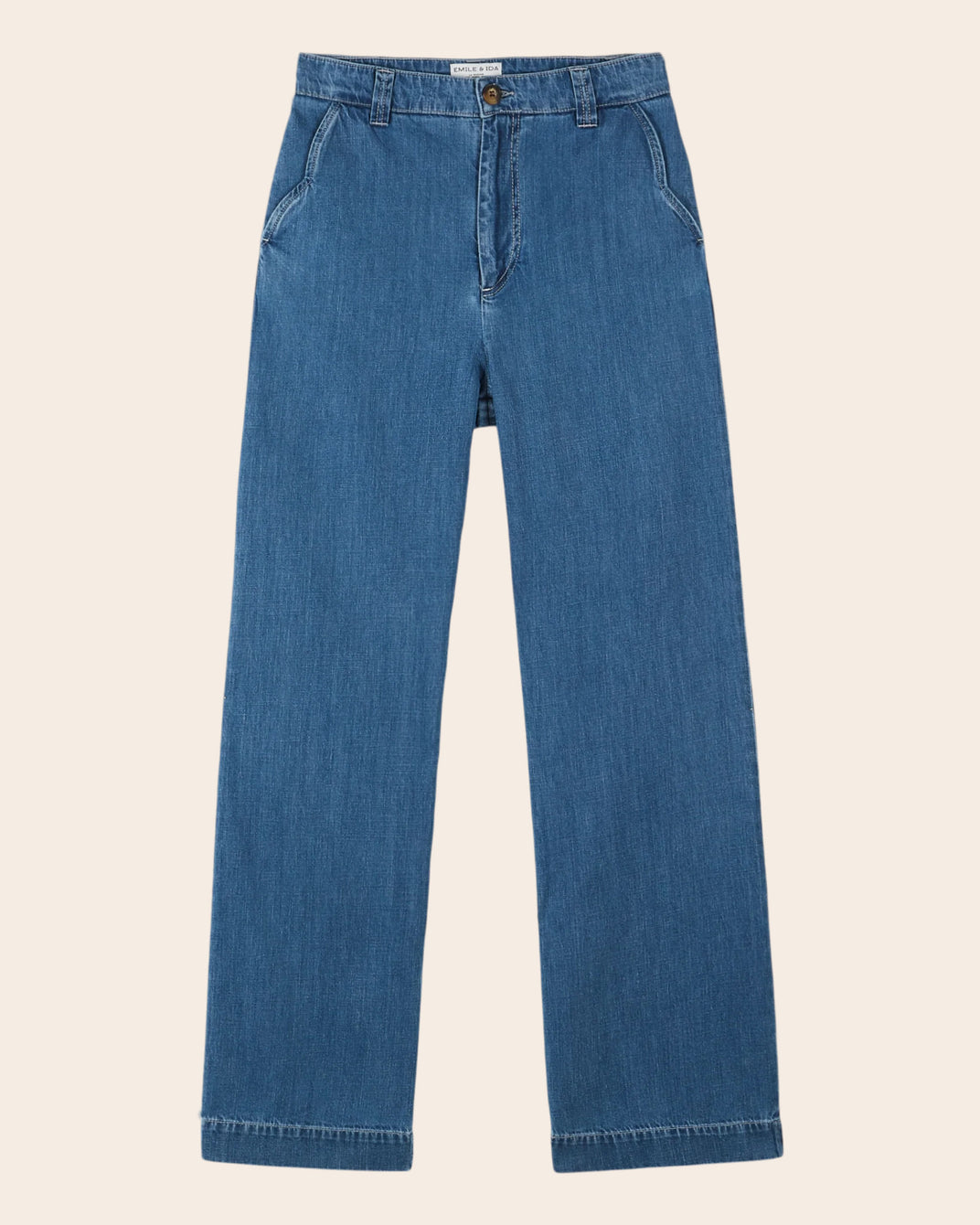 Blue organic cotton scalloped pocket jeans