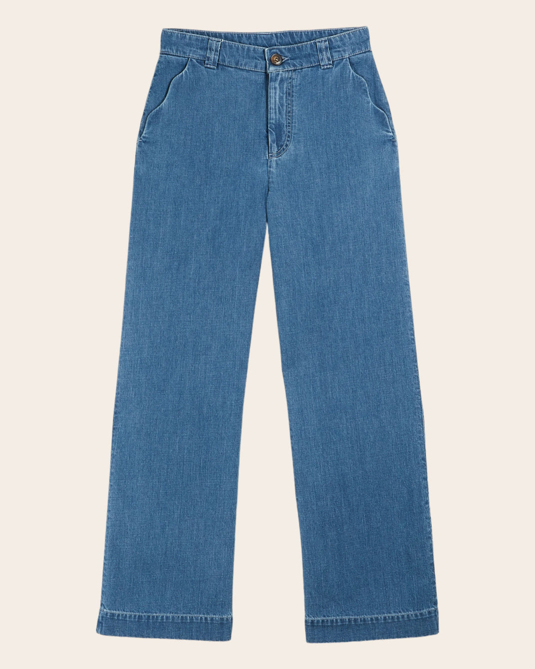 Jean - Poches festonnées coton bio bleu