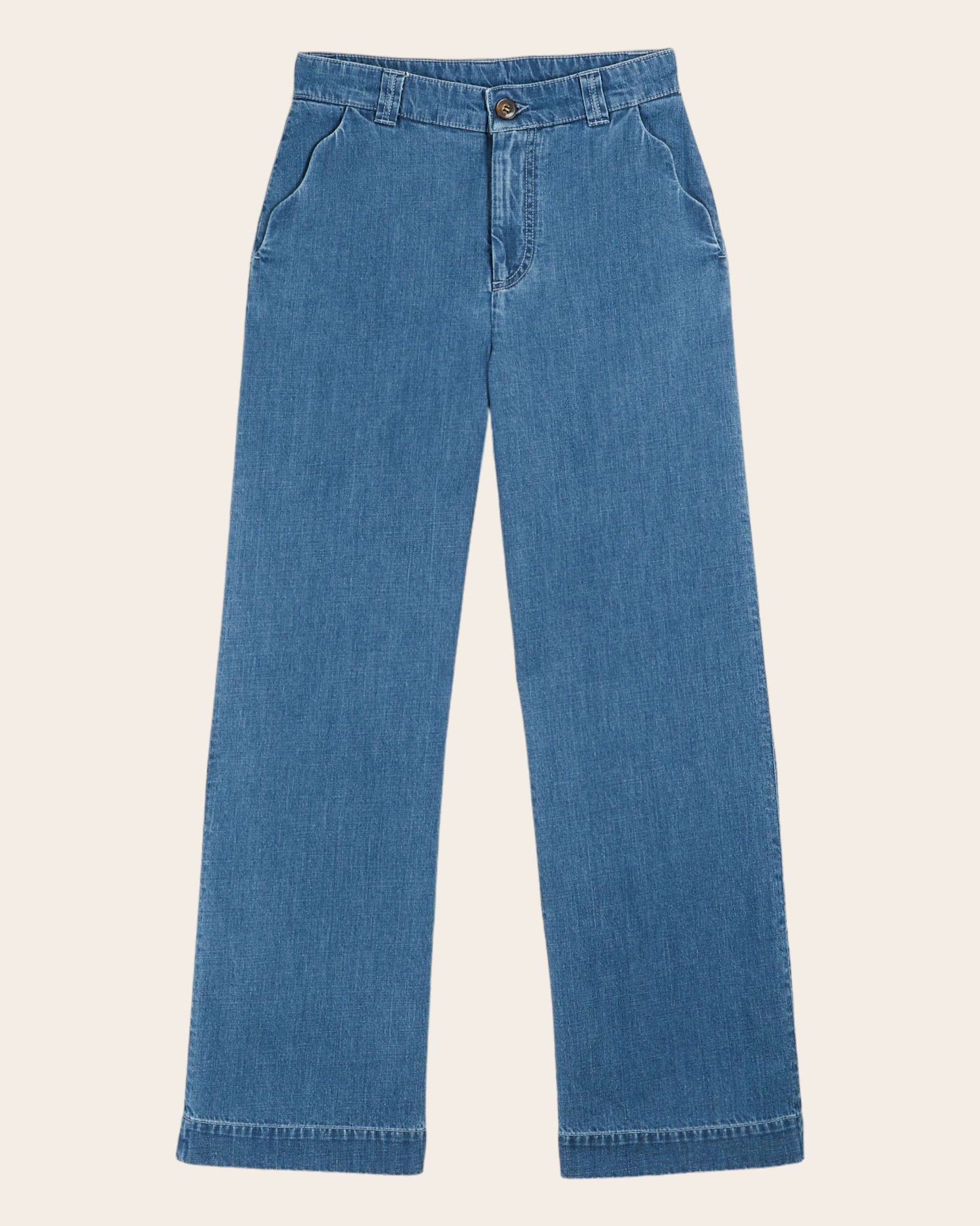 Jean - Poches festonnées coton bio bleu