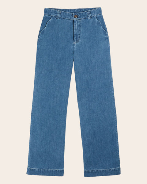 Jean - Poches festonnées coton bio bleu