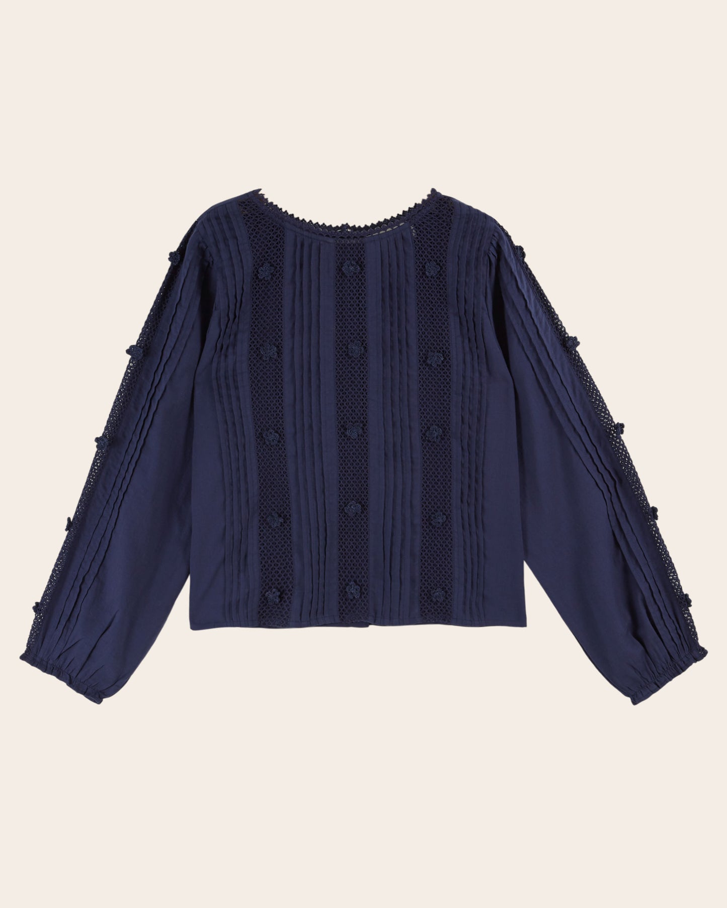 Blouse - Dentelle fleurs brodées navy