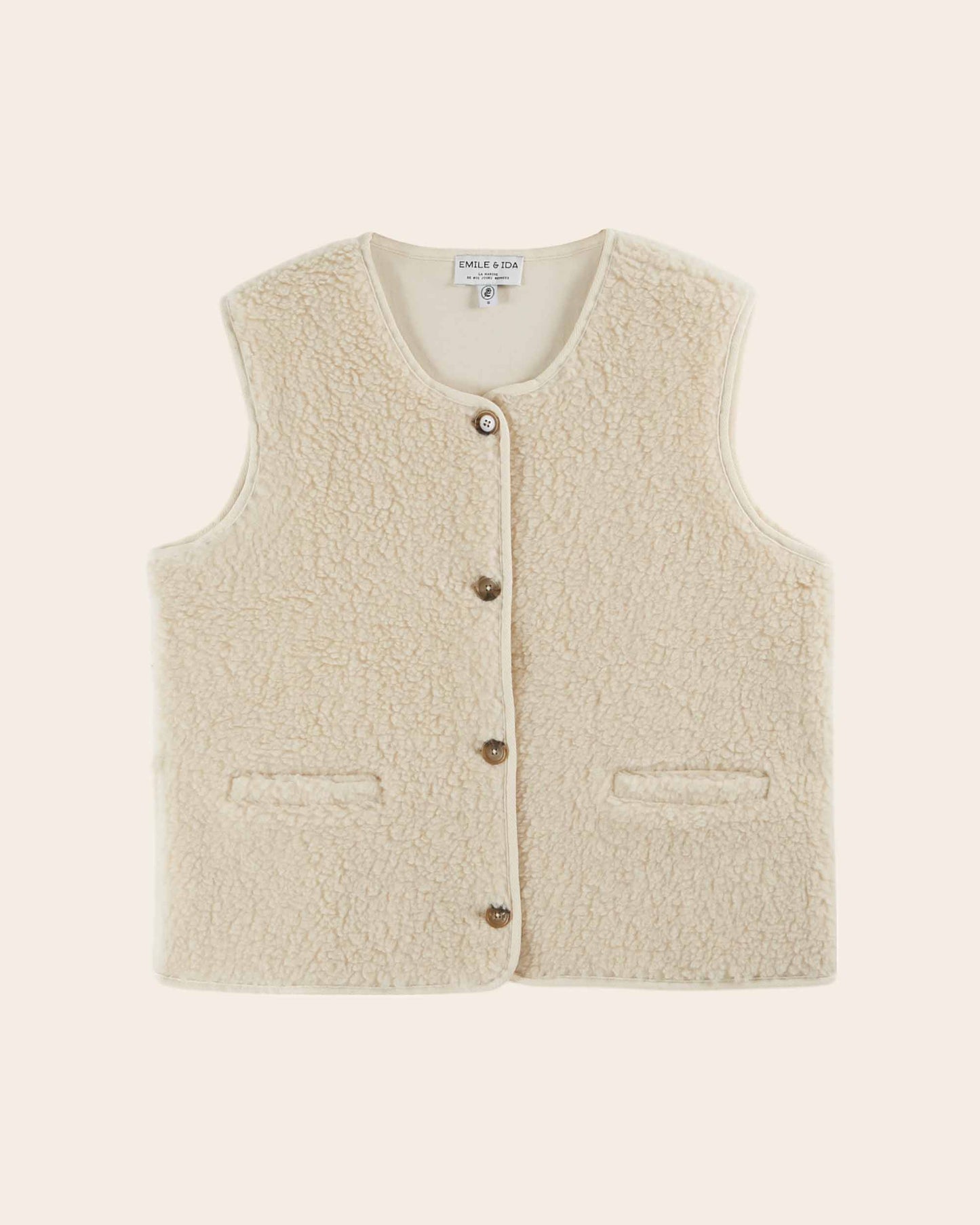 Gilet sans manches sherpa écru