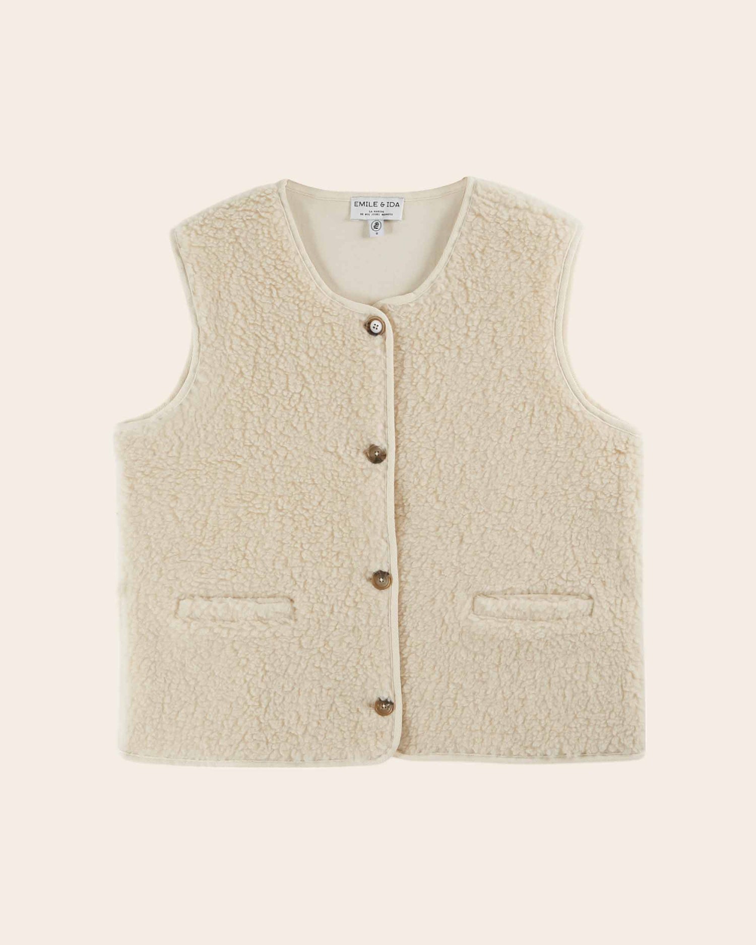 Veste sans manches sherpa écru – Emile et Ida - Main Image