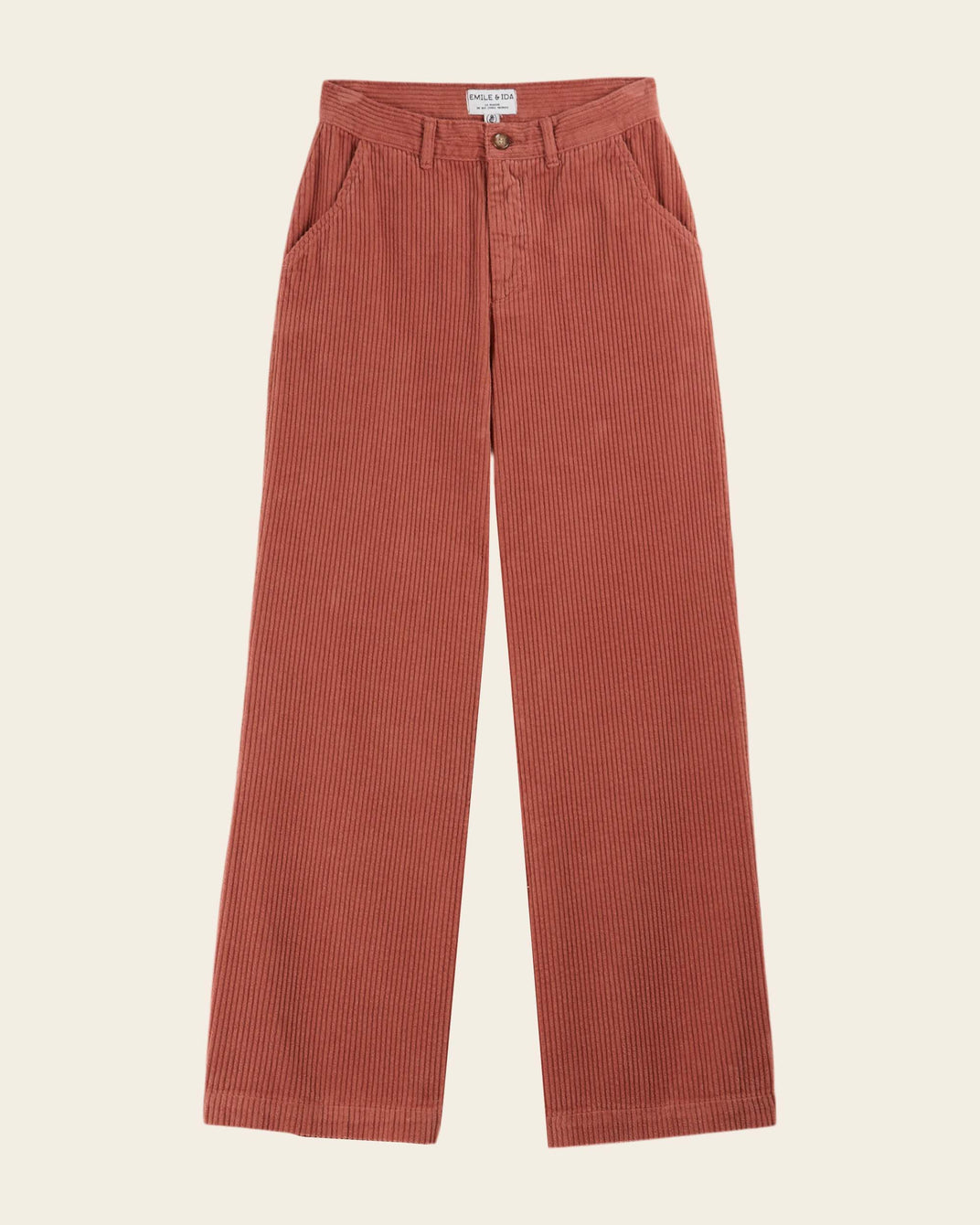 Pantalon velours cotelé brique