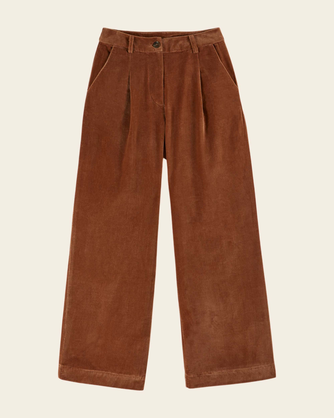 pecan velvet wide-leg pants