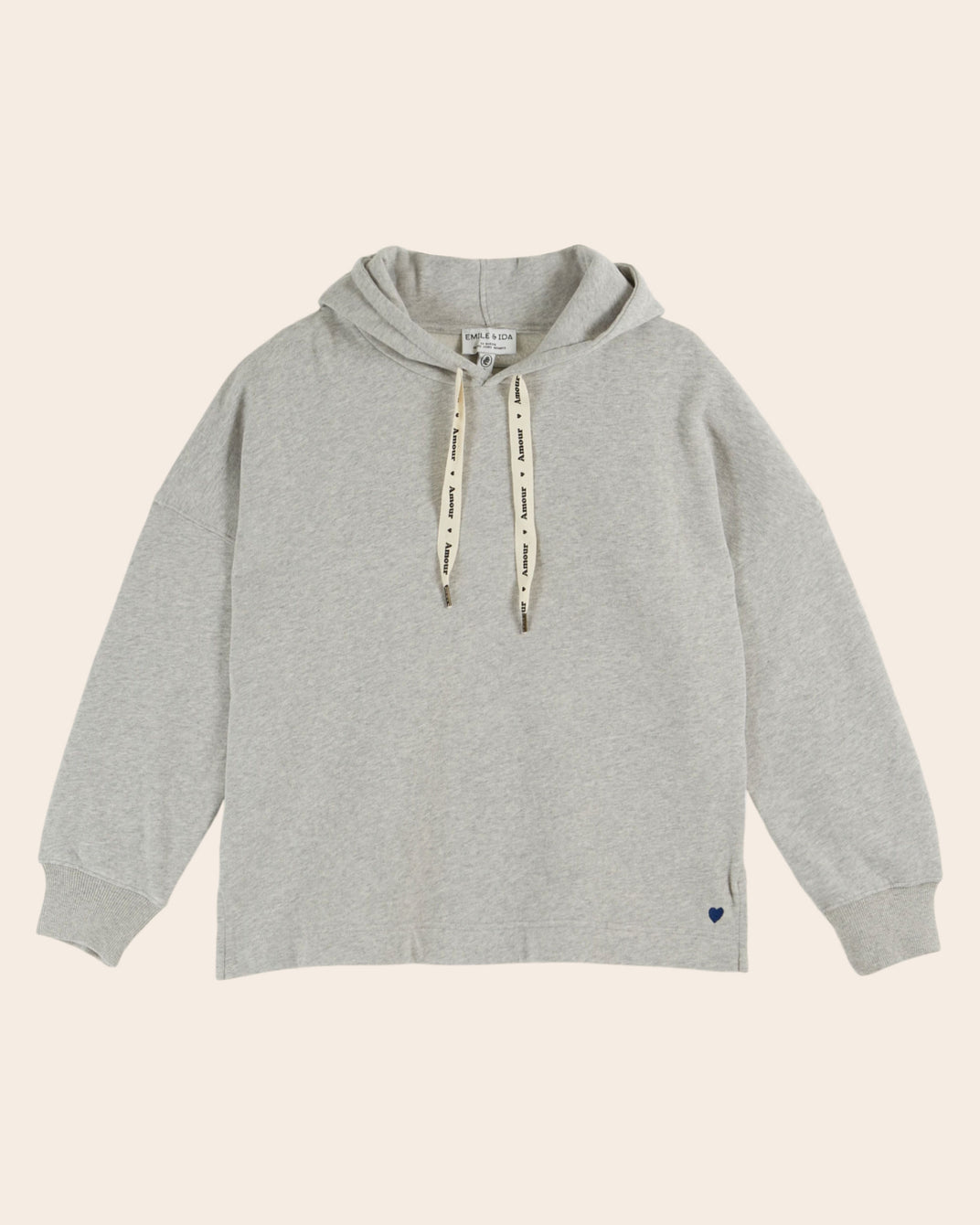 Sweat à capuche coton bio gris chiné