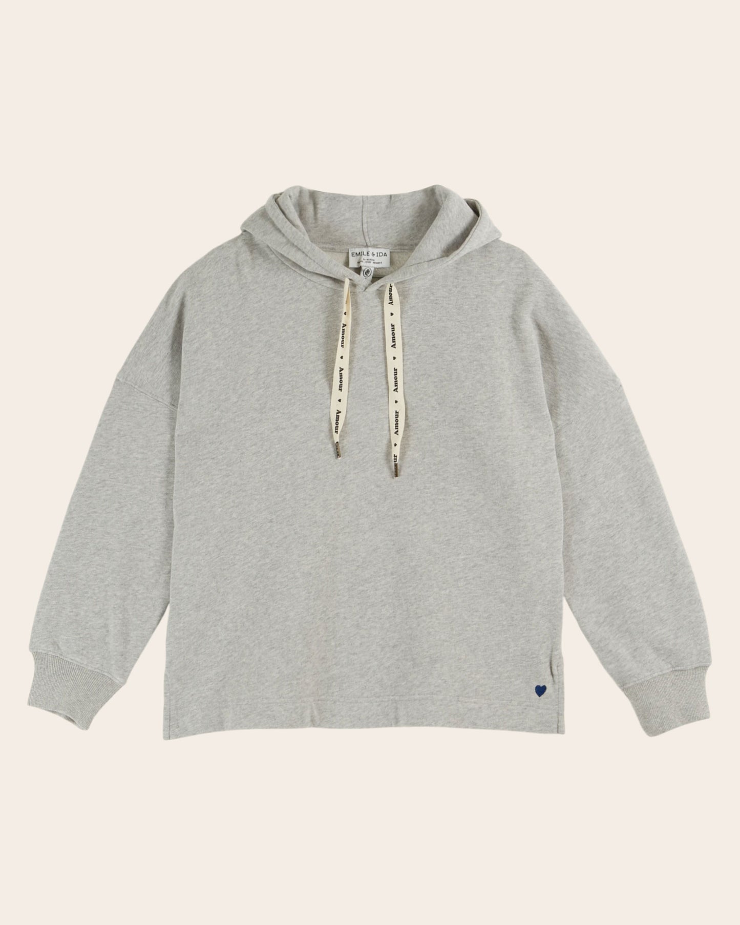 Sweat à capuche - Coton bio gris chiné