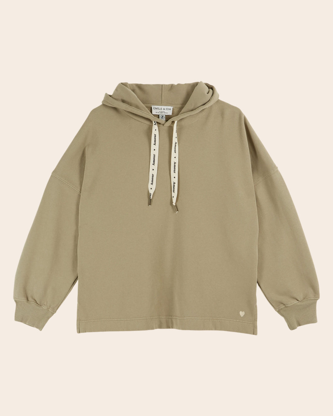 Sweat à capuche coton bio kaki