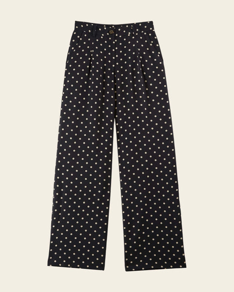 black viscose polka dot pants
