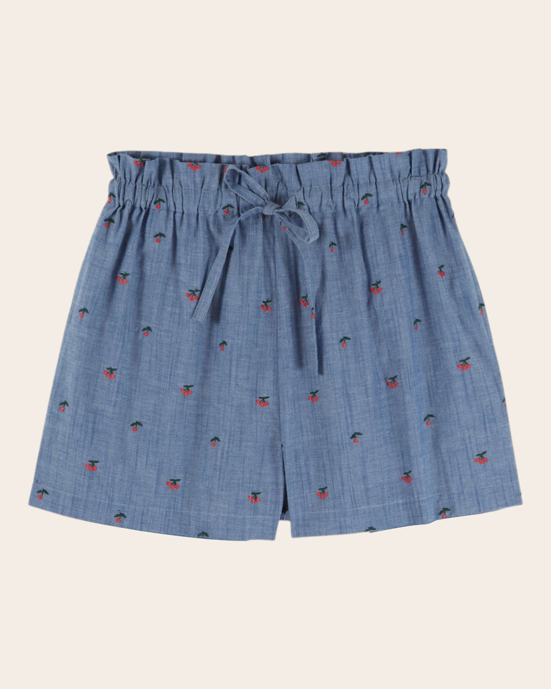 Short femme - Chambray brodé cerises
