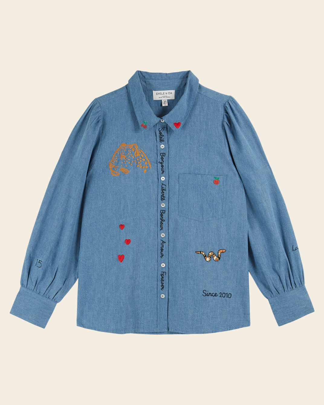 Chemise anniversaire 15 ans chambray