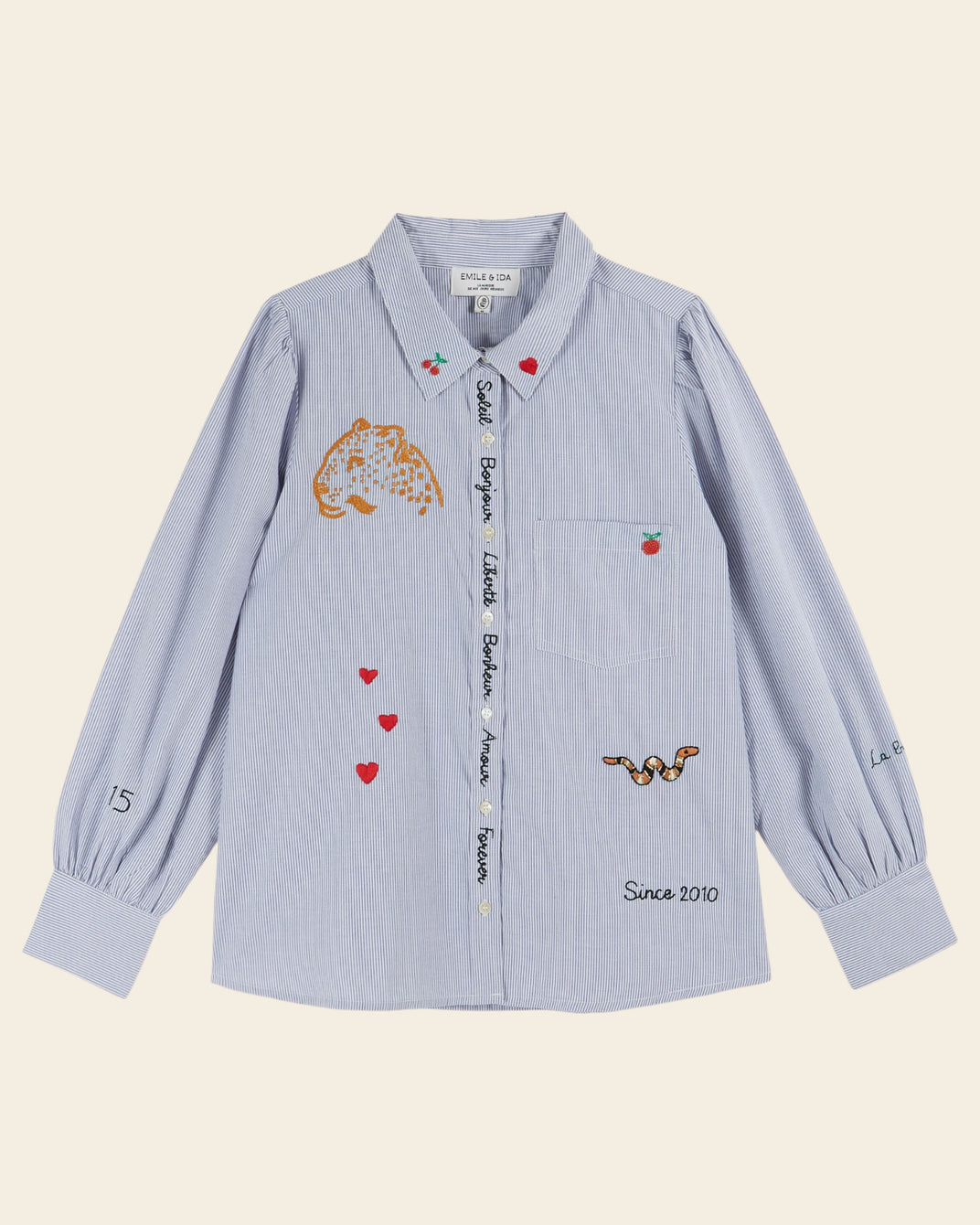 Chemise anniversaire 15 ans rayures bleues