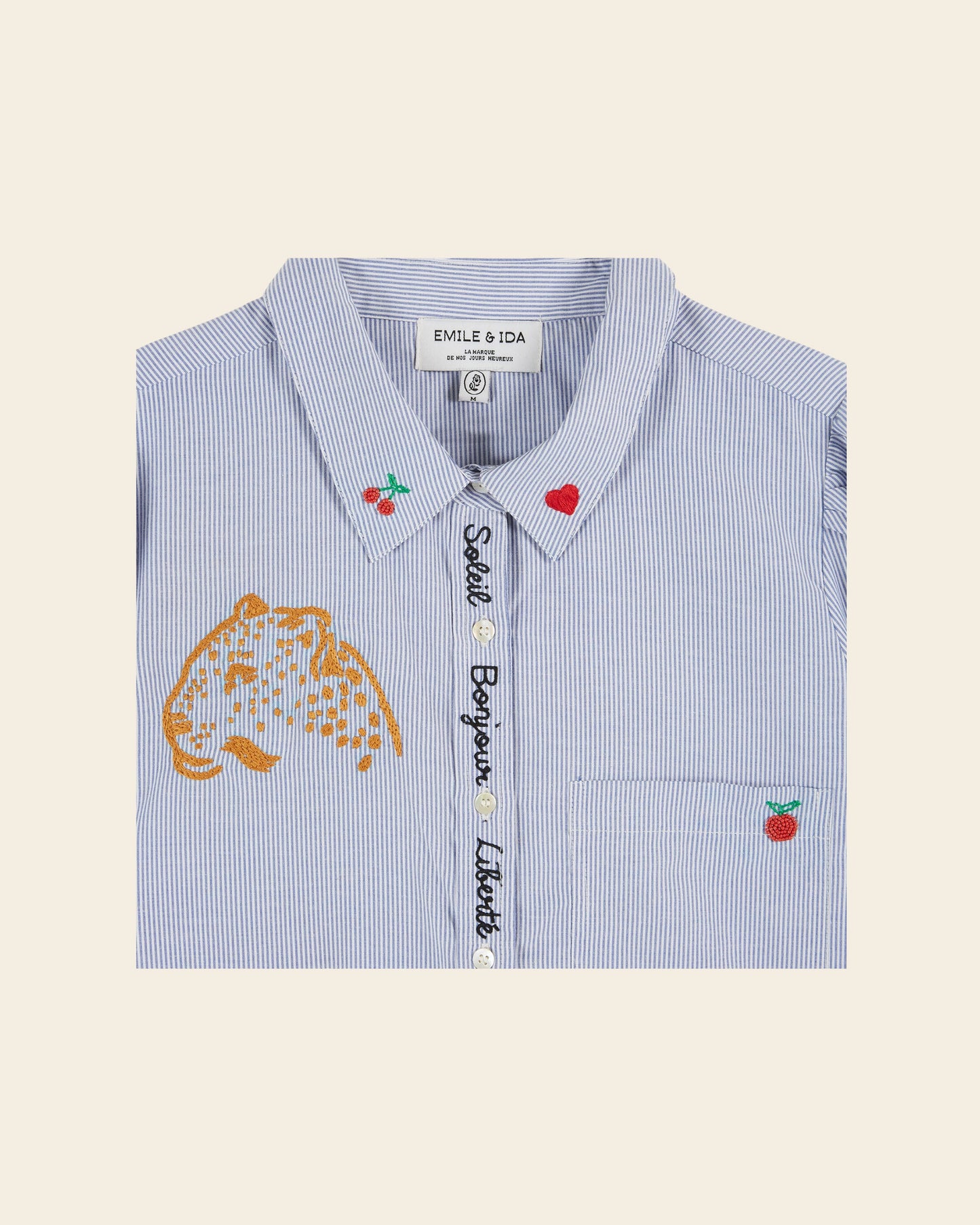 Chemise anniversaire 15 ans rayures bleues