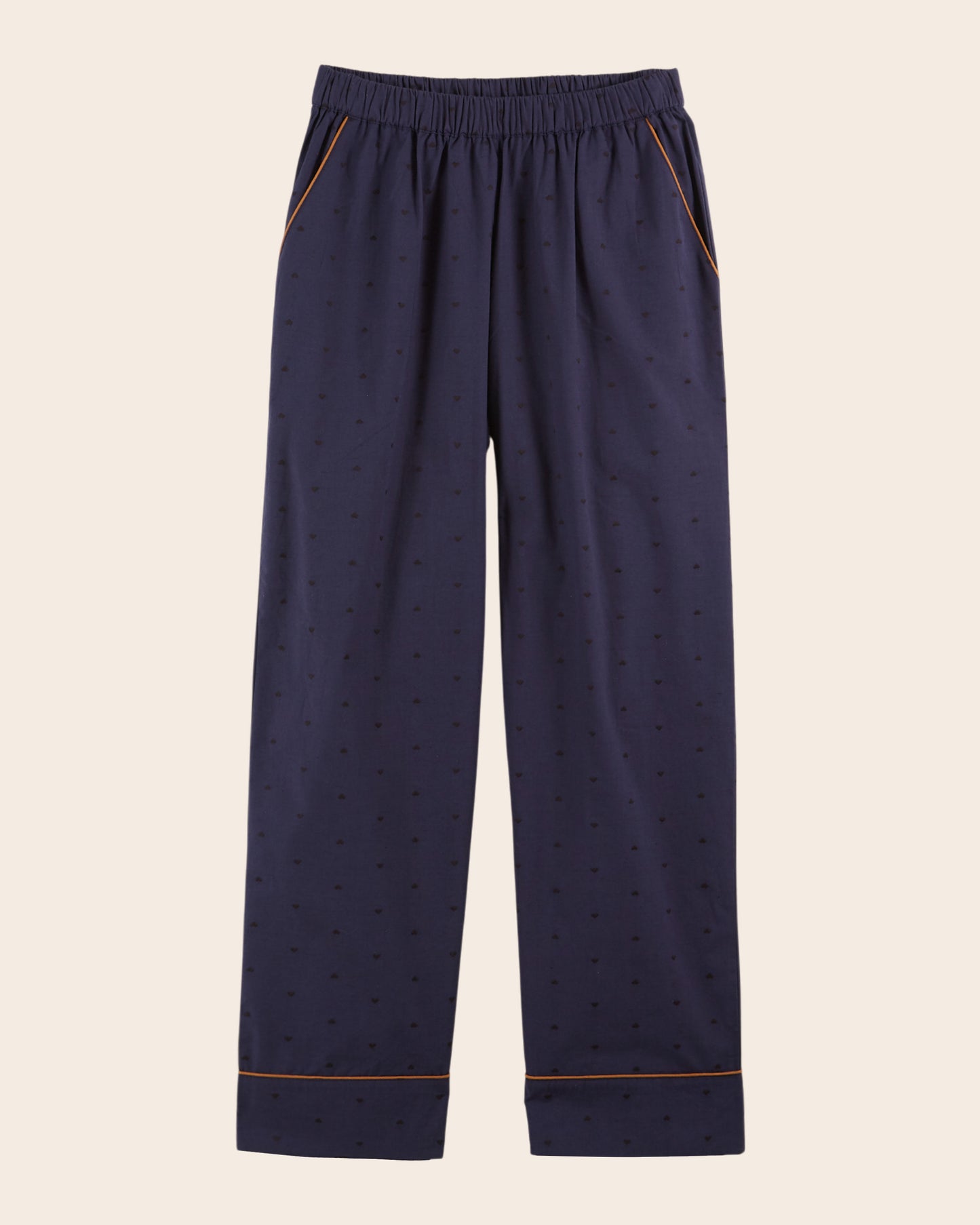 Pyjama femme coeurs brodés navy
