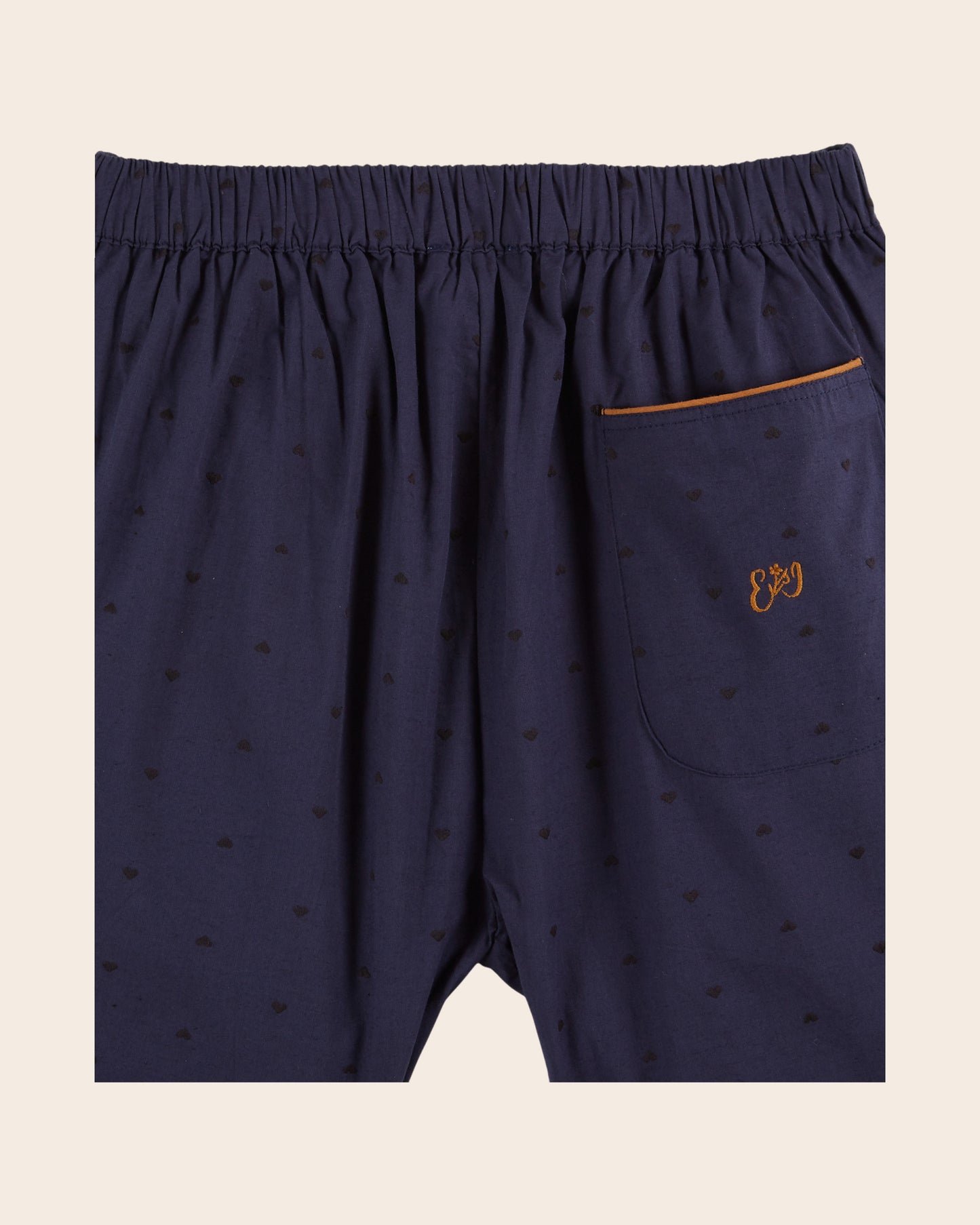 Pyjama femme coeurs brodés navy