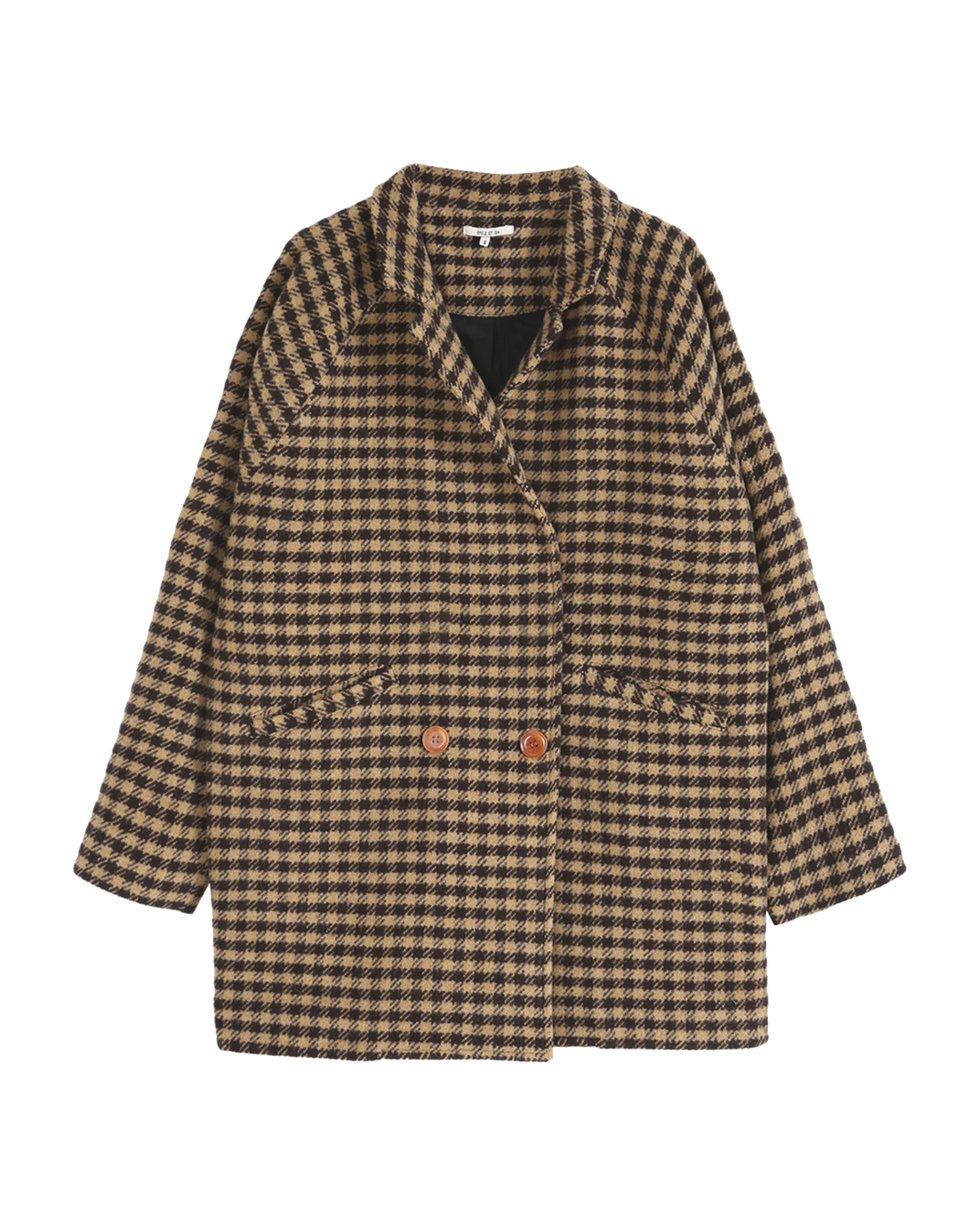 Manteau laine vichy beige