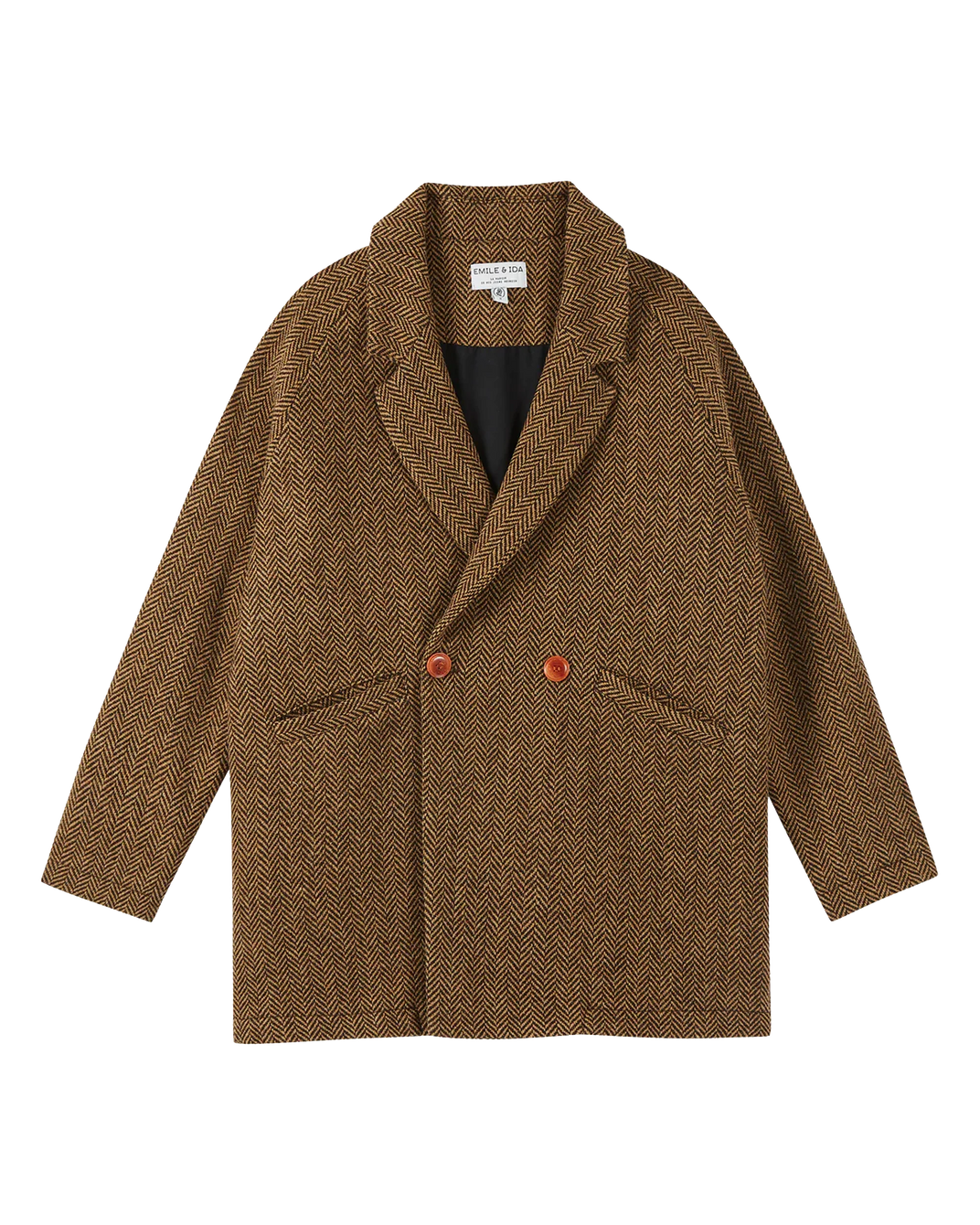 Manteau trois quart laine chevron beige
