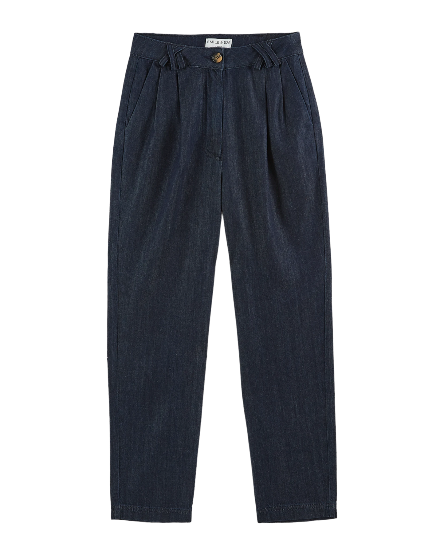 Pantalon carotte coton bio denim bleu foncé