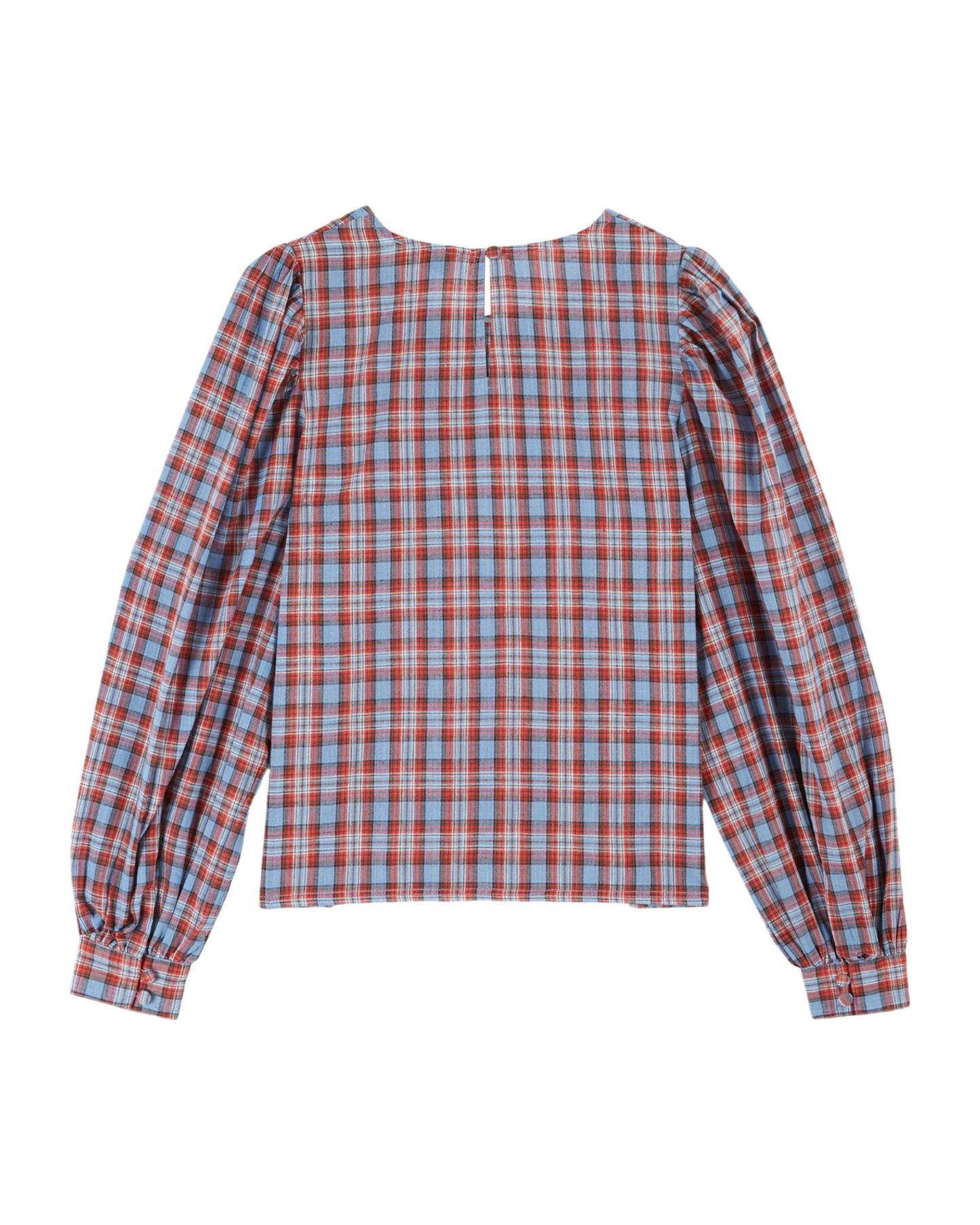 Blouse khadi écossais rouge et bleu