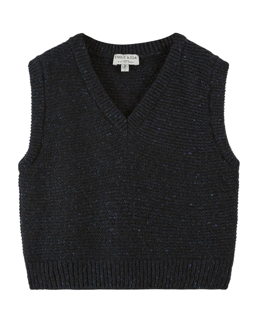 Pull sans manches en laine bleu minuit