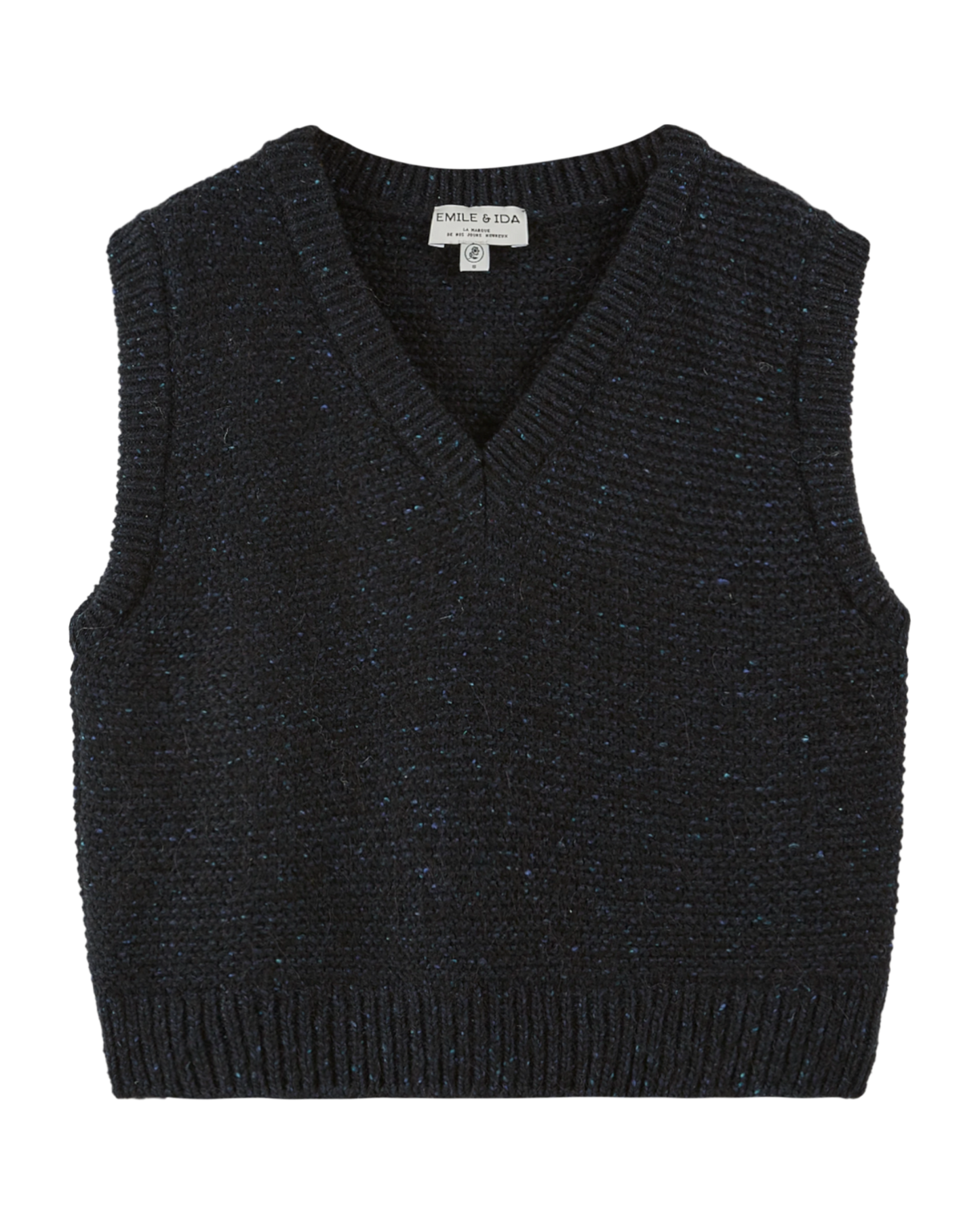 Pull sans manches en laine bleu minuit