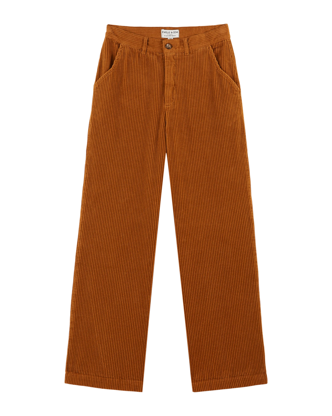 Pantalon wide velours orange brun