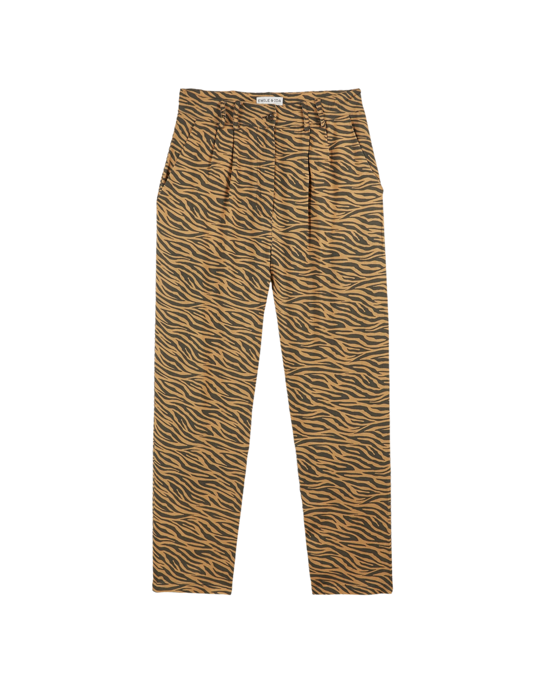 Pantalon carotte zèbre marron glacé et noir