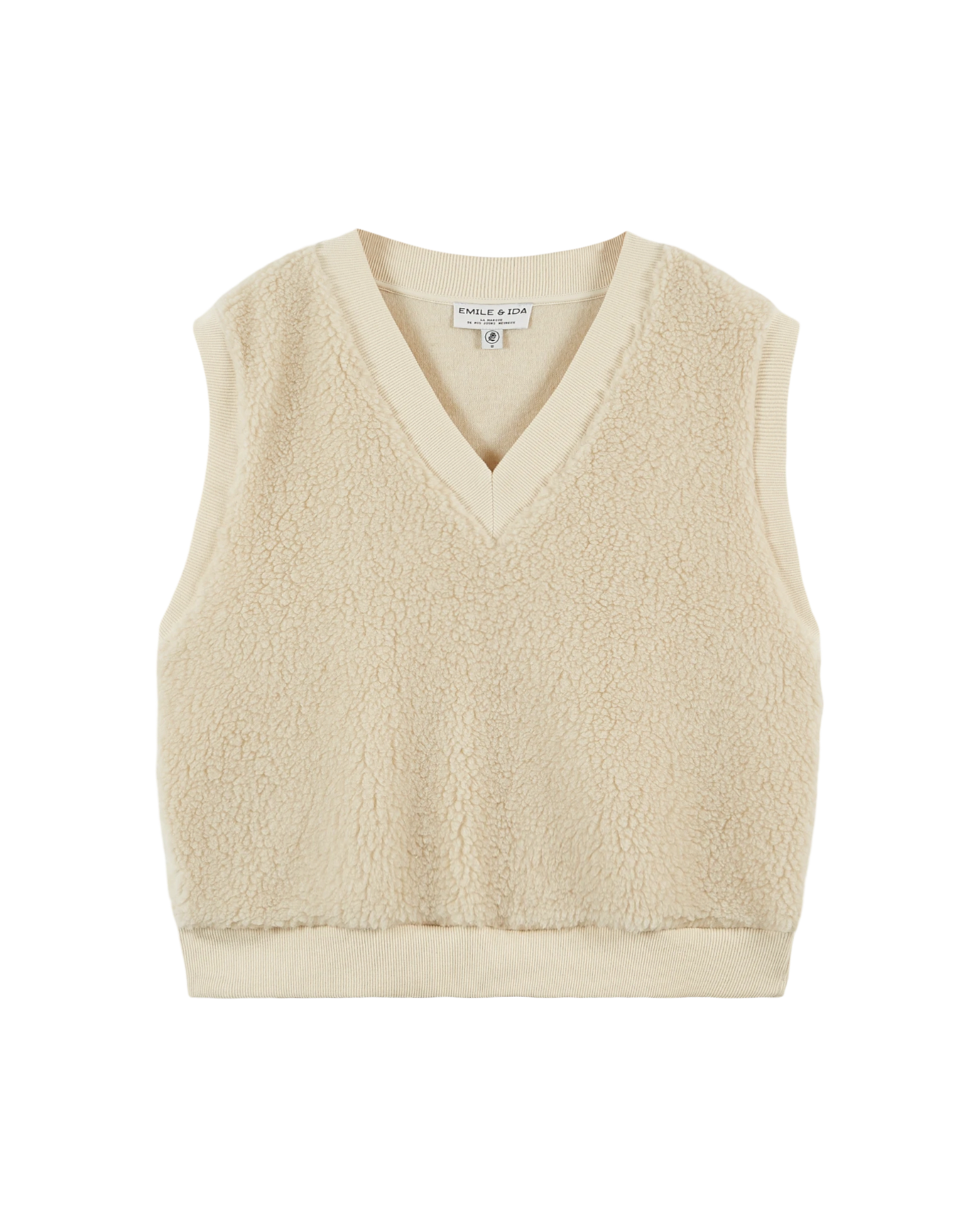 Ecru sherpa sleeveless sweatshirt