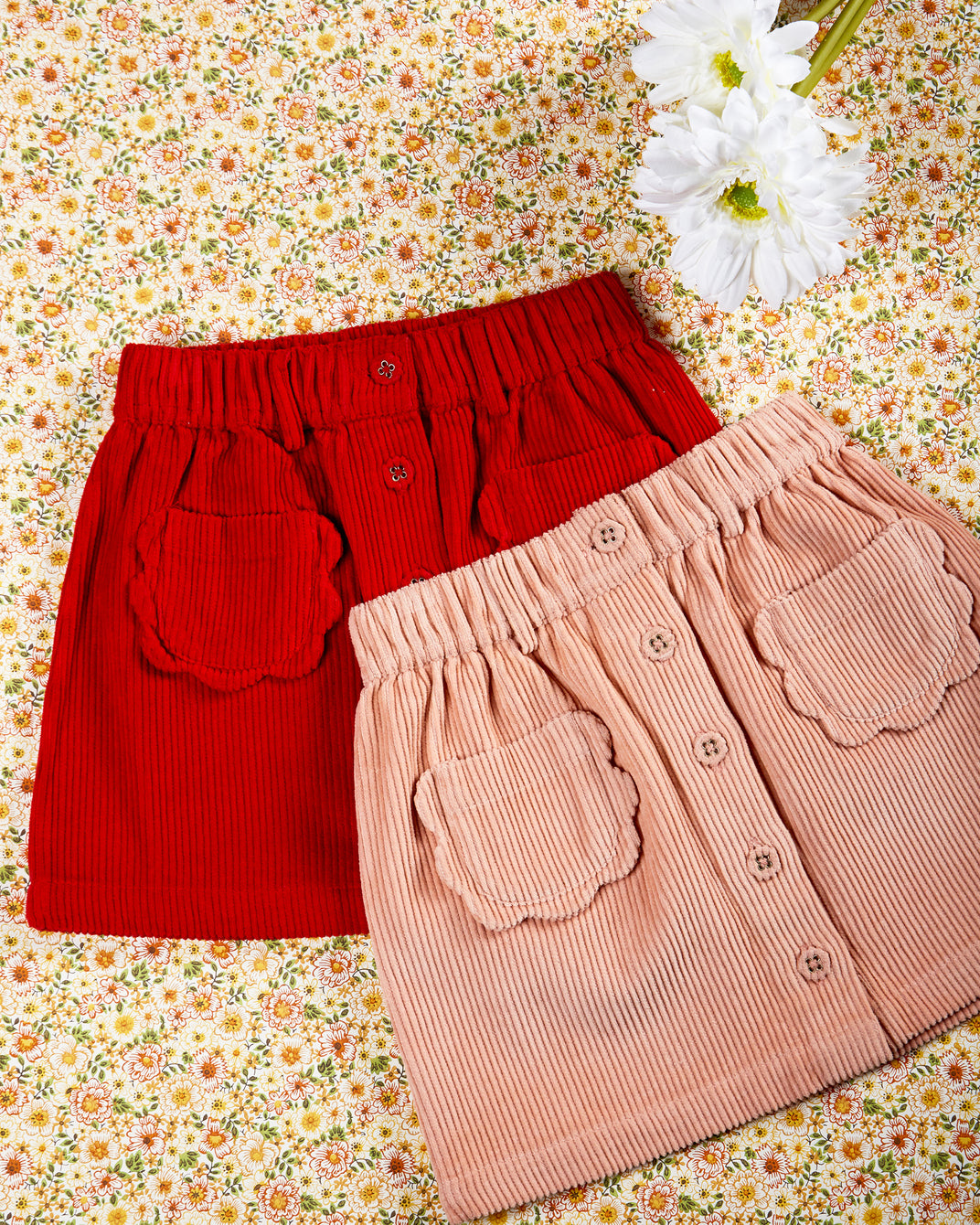 Mini-jupe velours rouge
