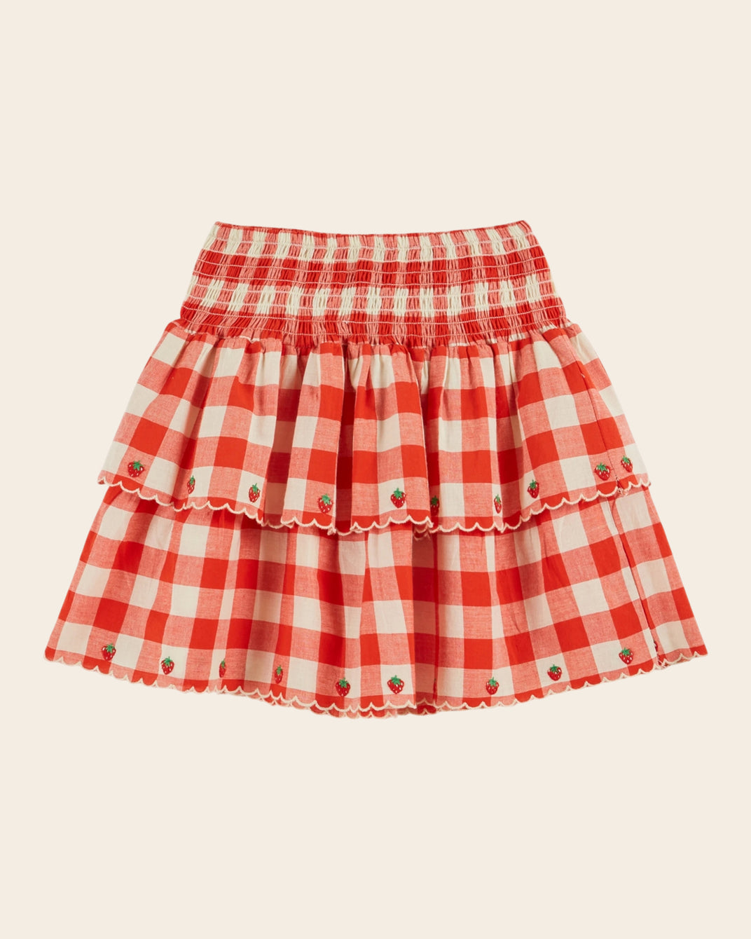 Jupe - Brodé vichy rouge