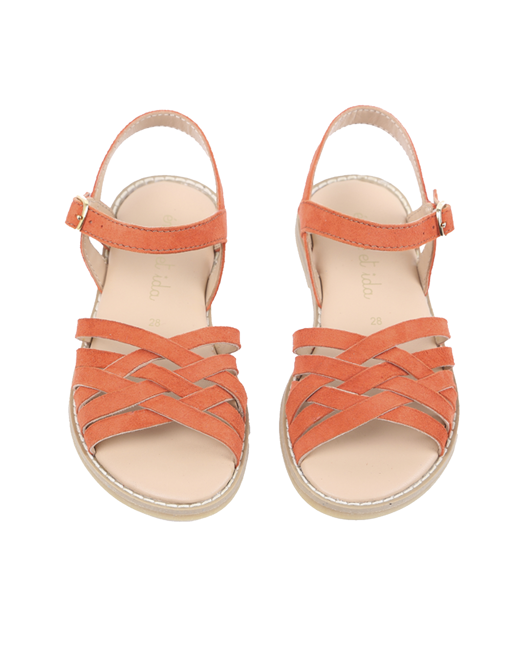 Orange braided girls' sandals