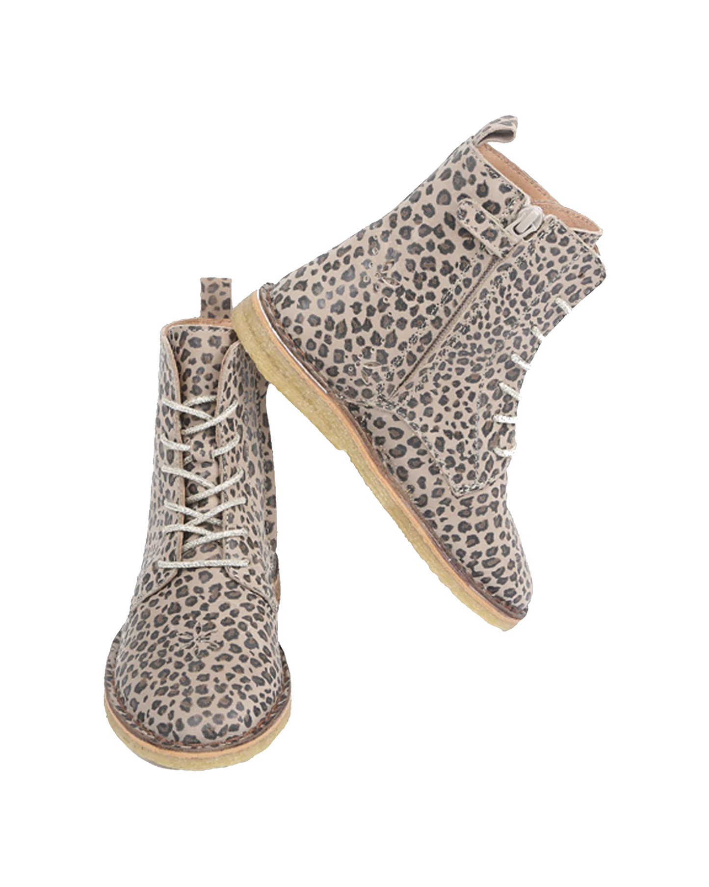 boots à lacets cuir beige léopard