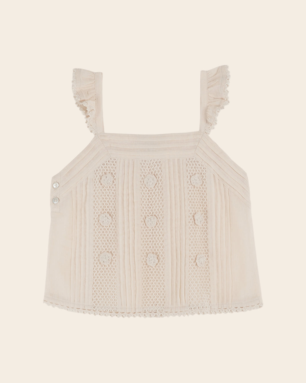 Top - Dentelle brodé crème