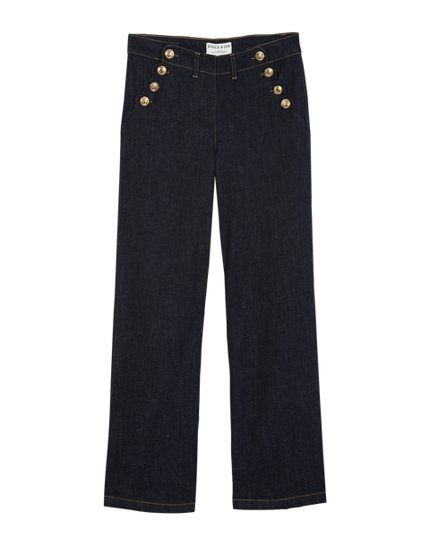 Pantalon à pont denim coton bio stretch medium bleach