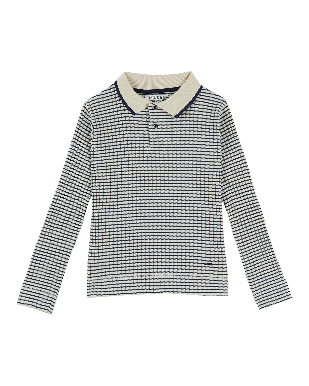 Polo jersey bio rayures écru et bleu