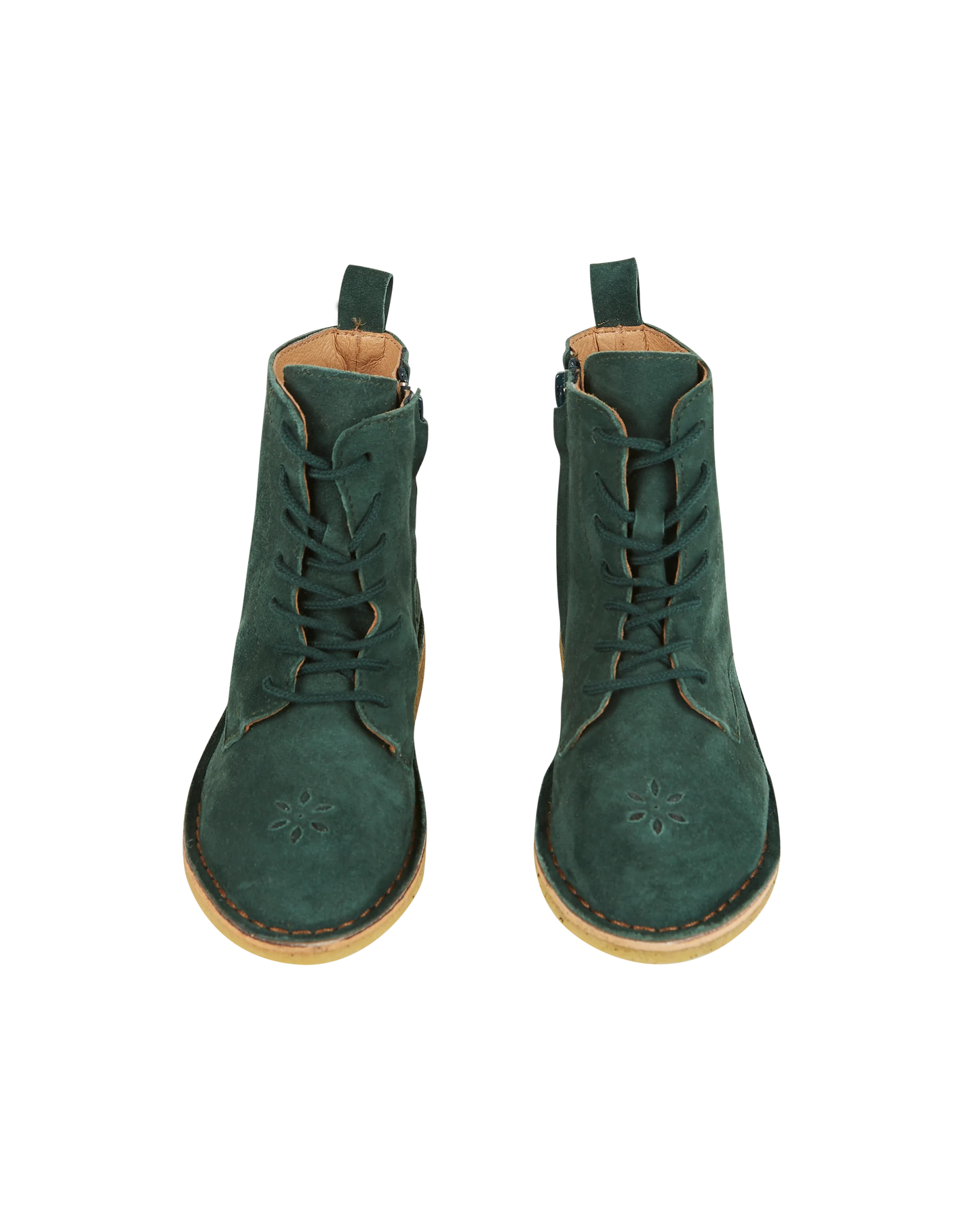 Boots à lacets cuir velours forêt