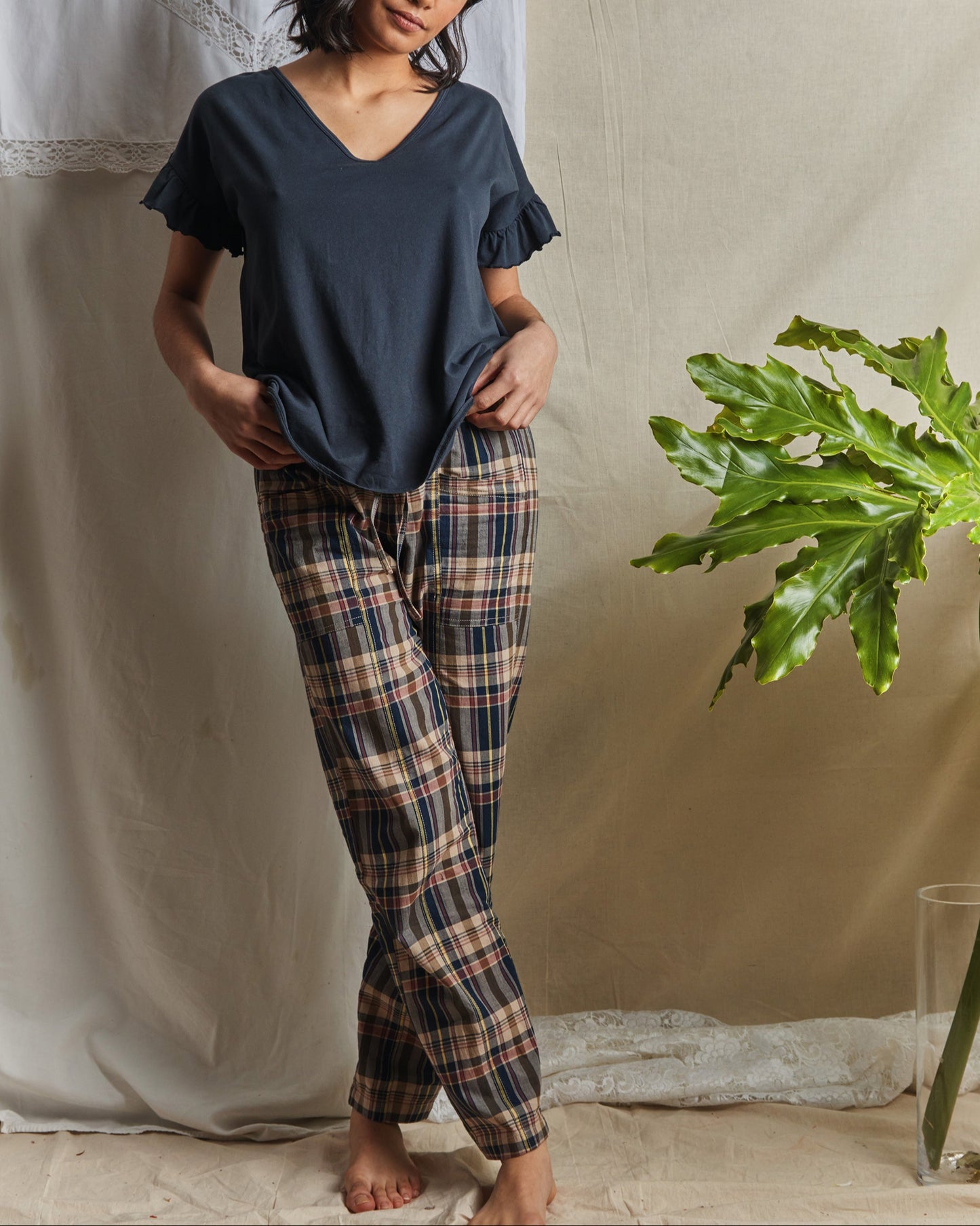 Women's cotton madras pants