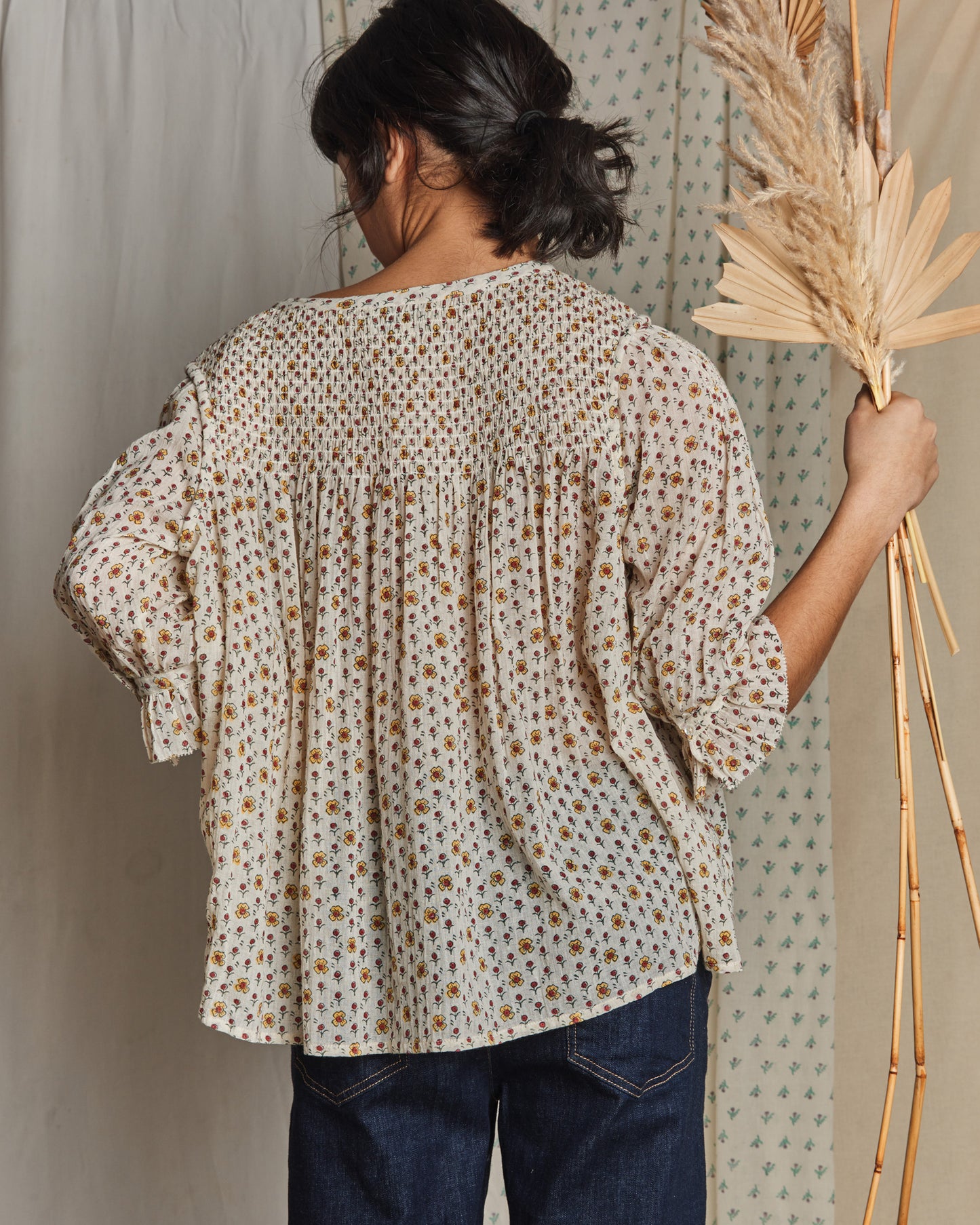 Blouse voile de coton écru daisy