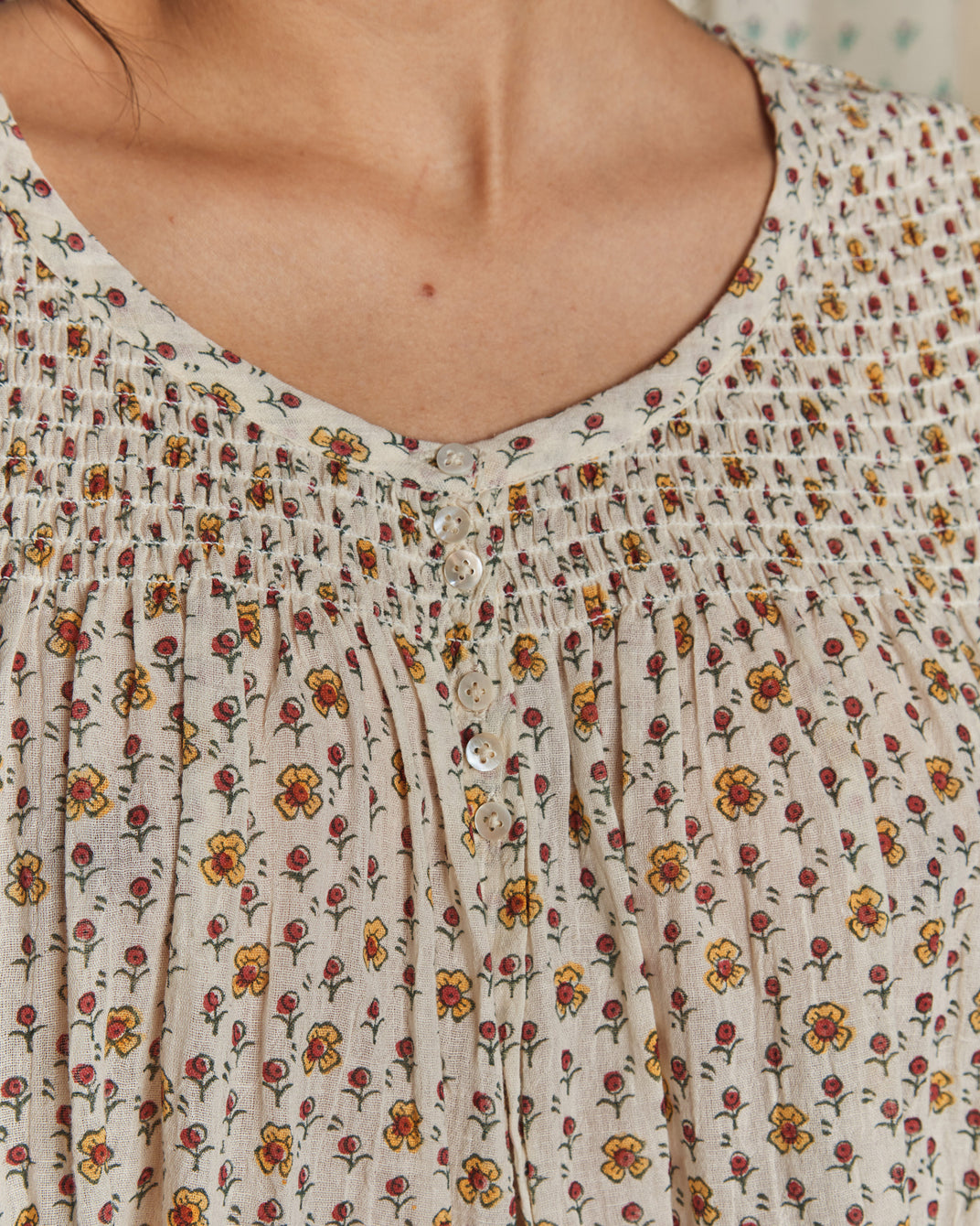 Blouse voile de coton écru daisy