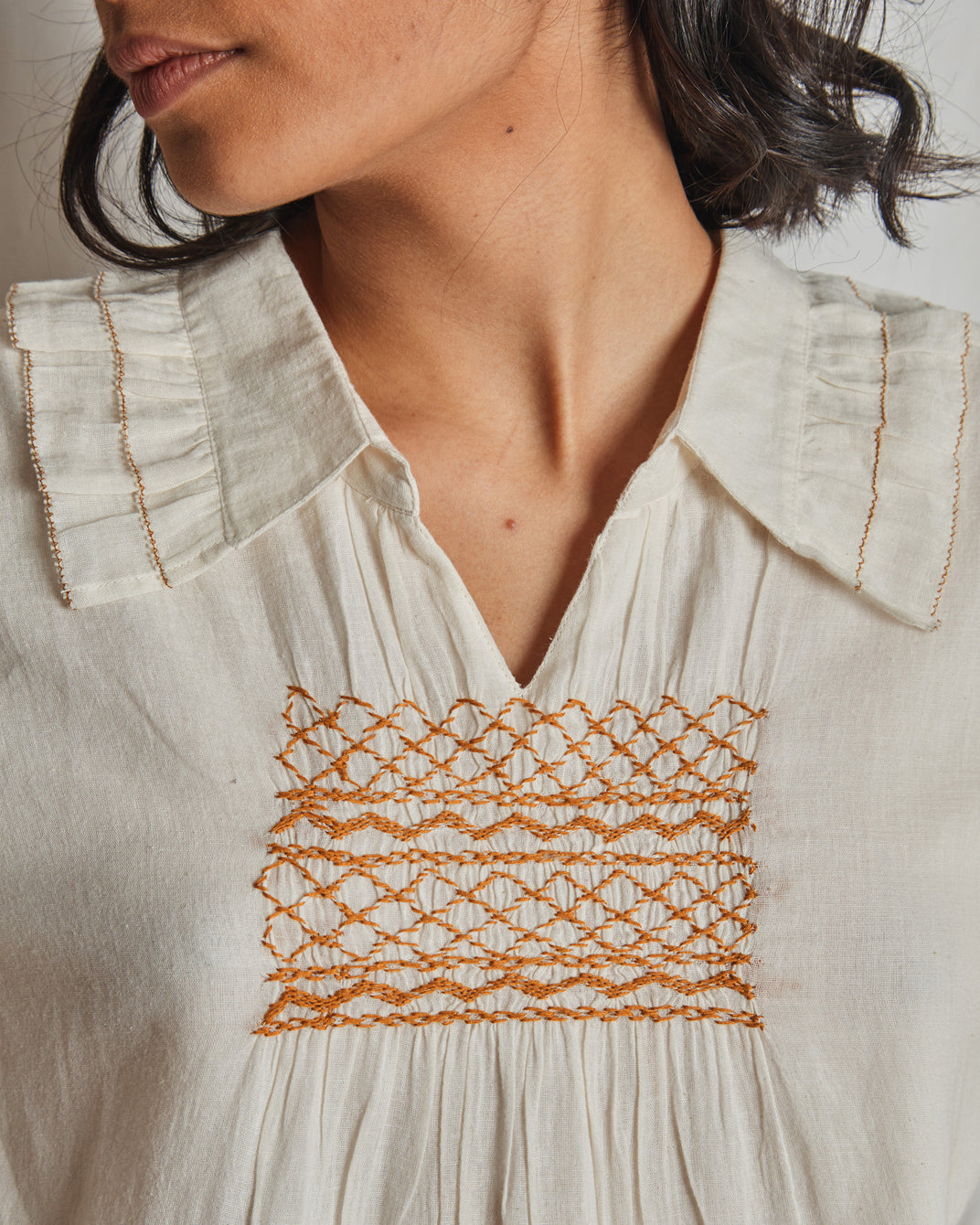 Robe - voile de coton écru