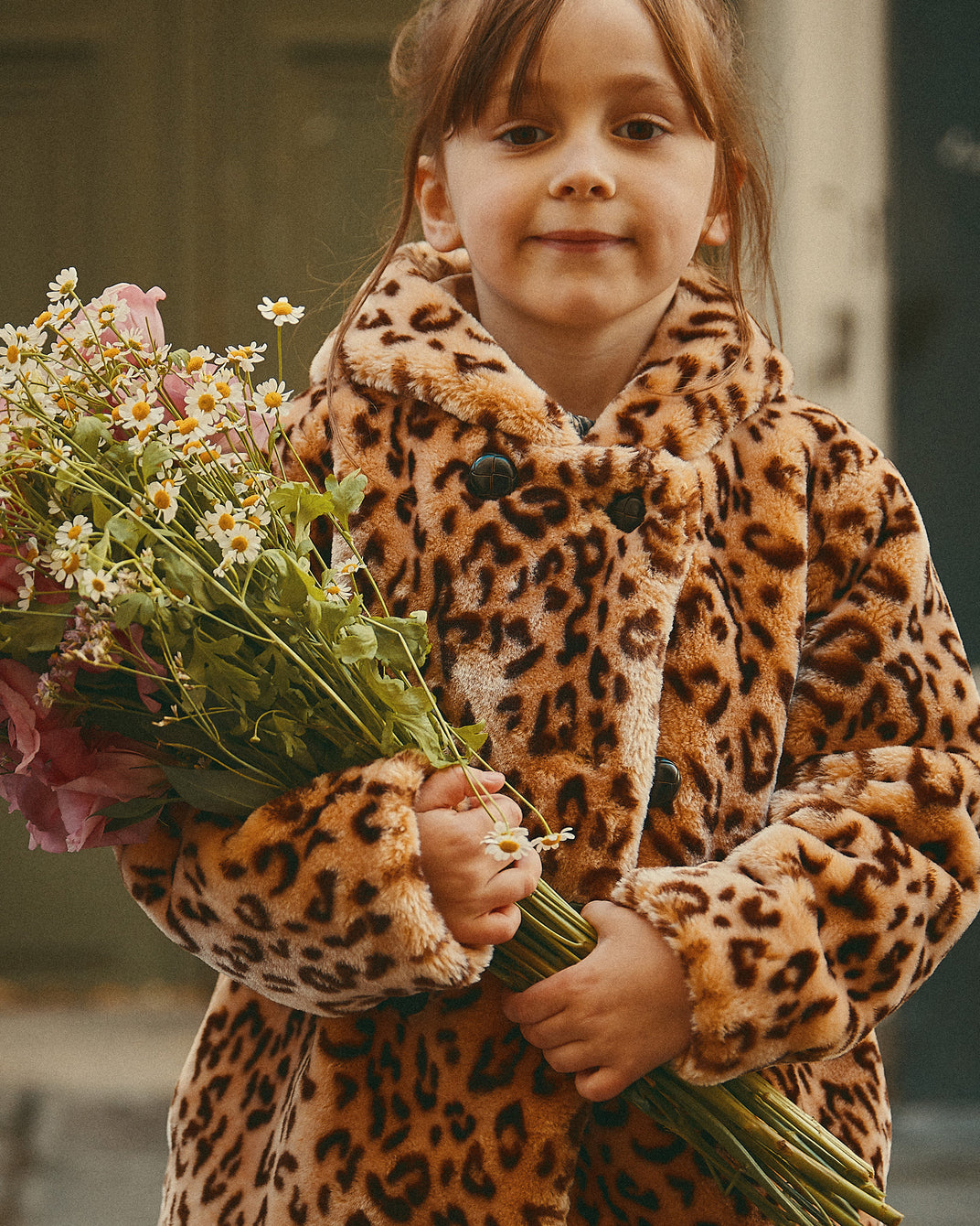 Veste 3/4 fausse fourrure léopard