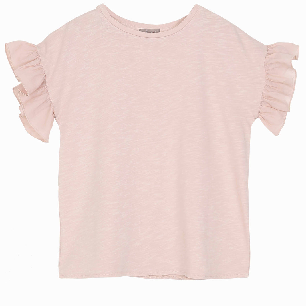 Tee shirt à volants nude