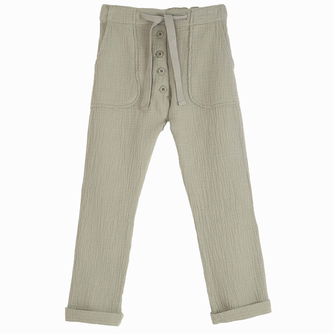 Pantalon en double gaze de coton sauge