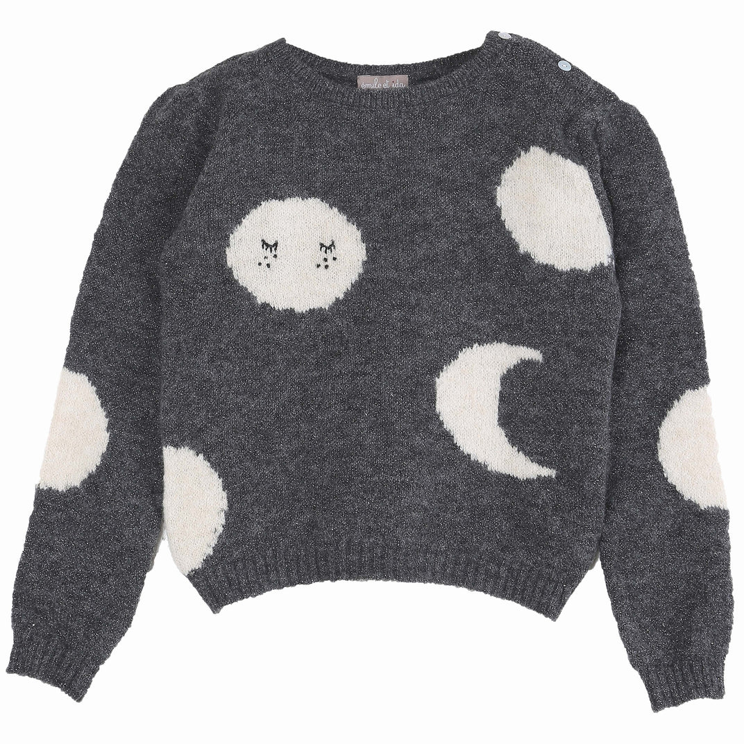 Pullover lune intarsia gris