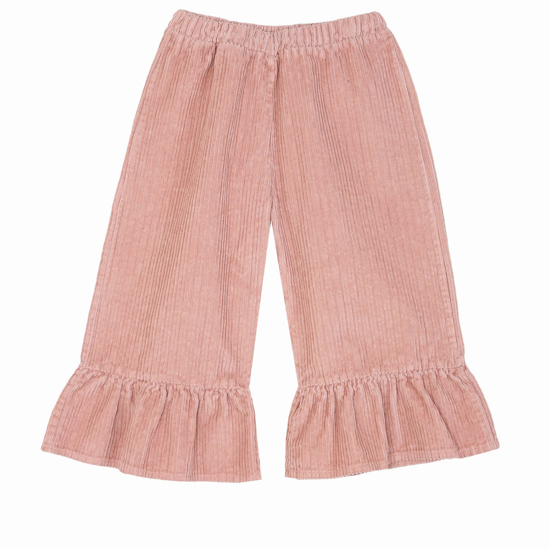 Pantalon à volants velours rose