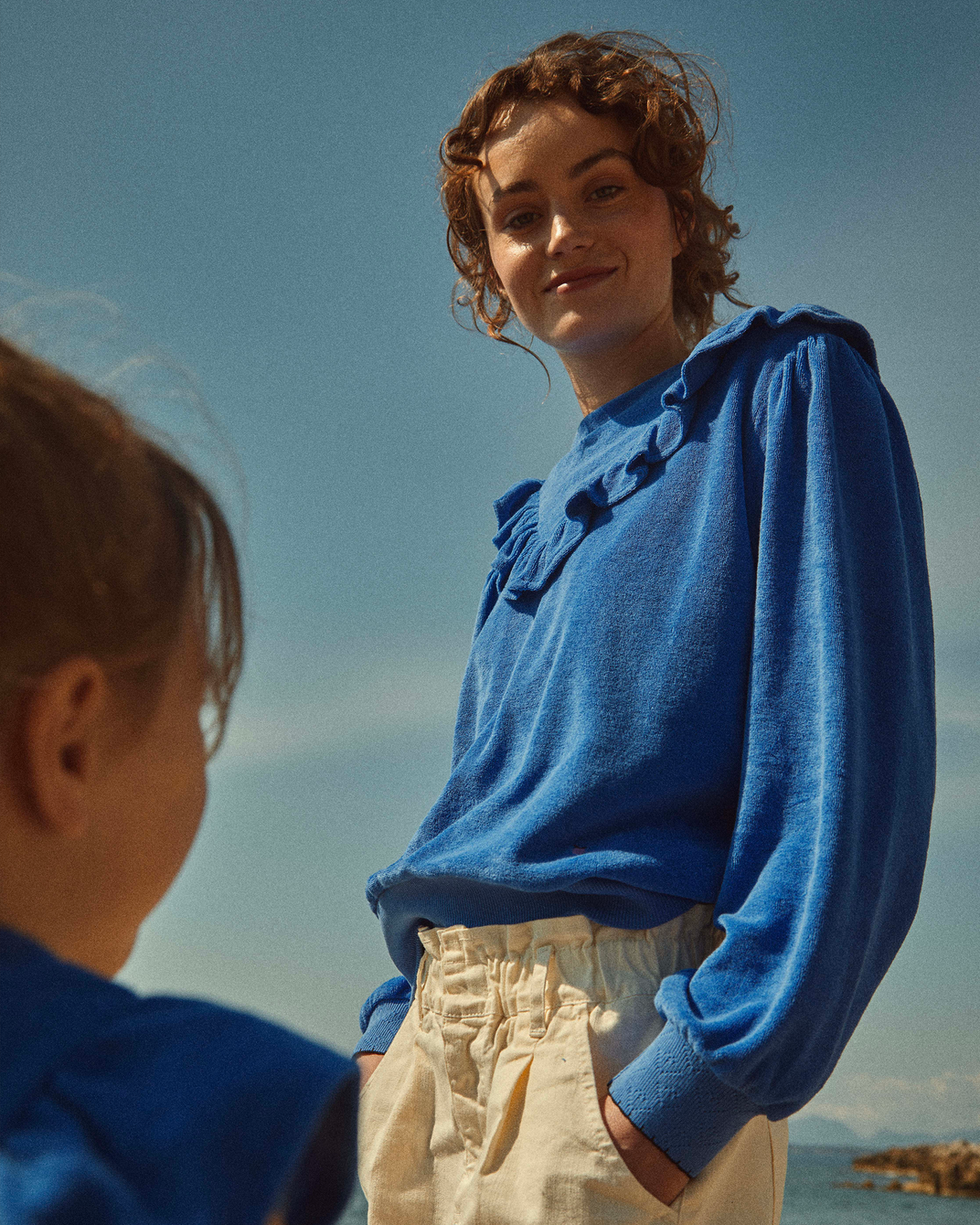 Celestial ruffled terry sweatshirt