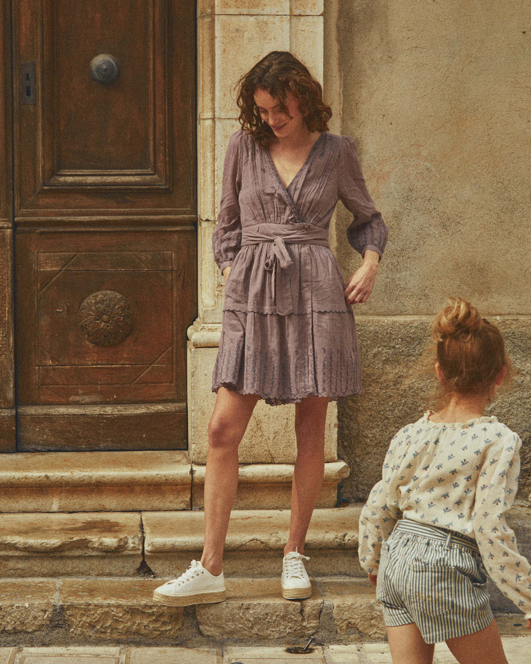 Vintage purple cotton wrap dress