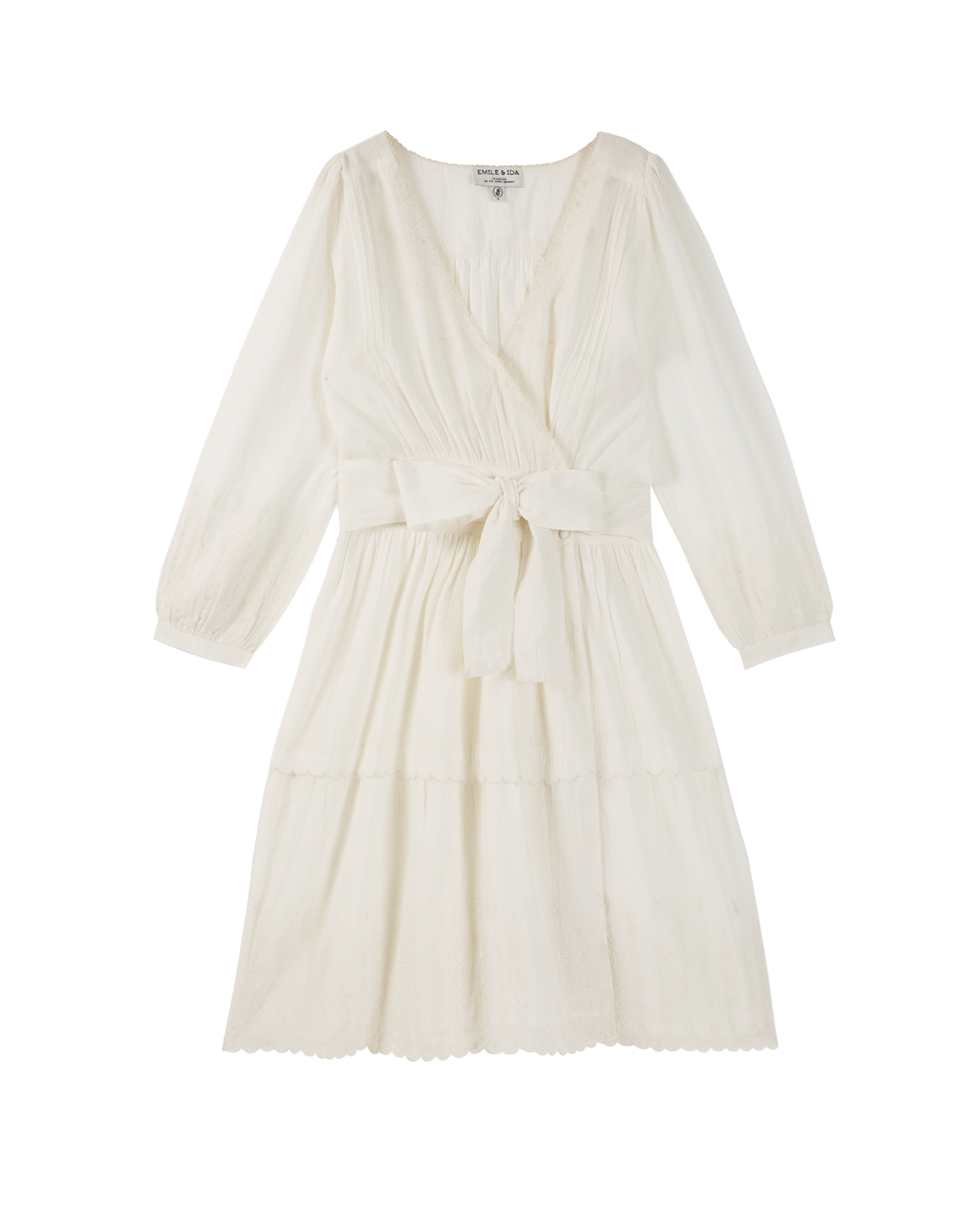 Vintage ecru cotton wrap dress