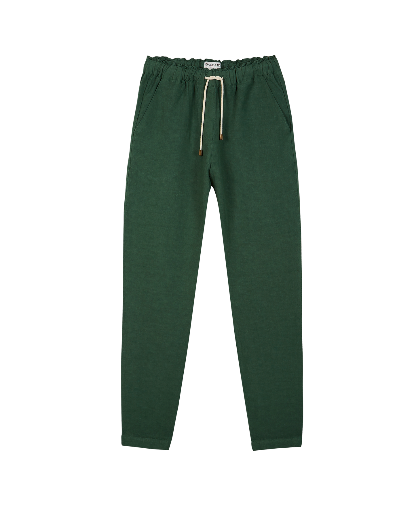 Pantalon coupe relaxed en lin et viscose bouteille