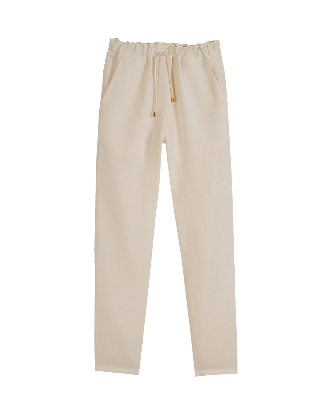 Pantalon coupe relaxed en lin et viscose écru